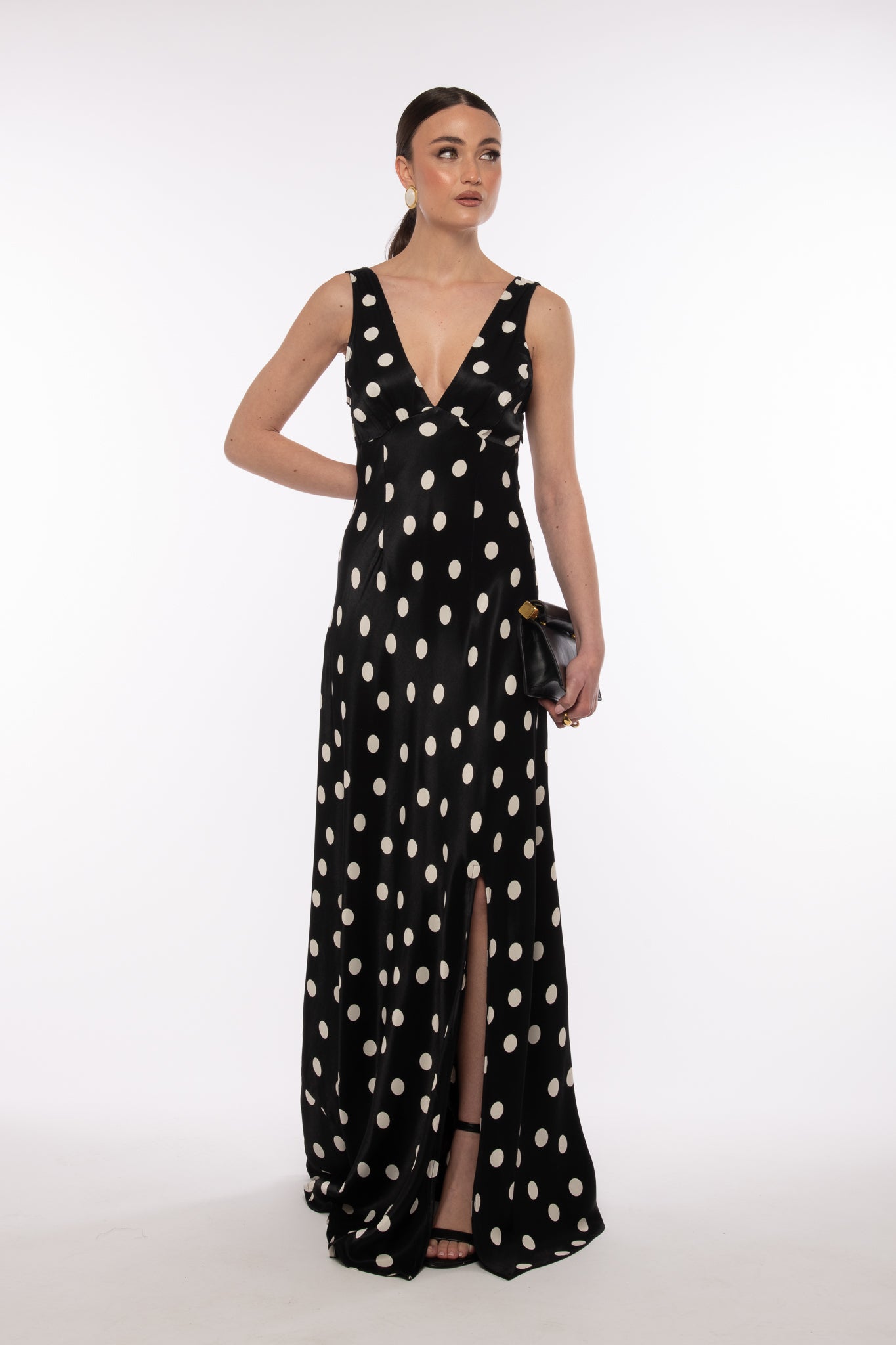 Abito simil raso ‘POIS’ GRACE Nero