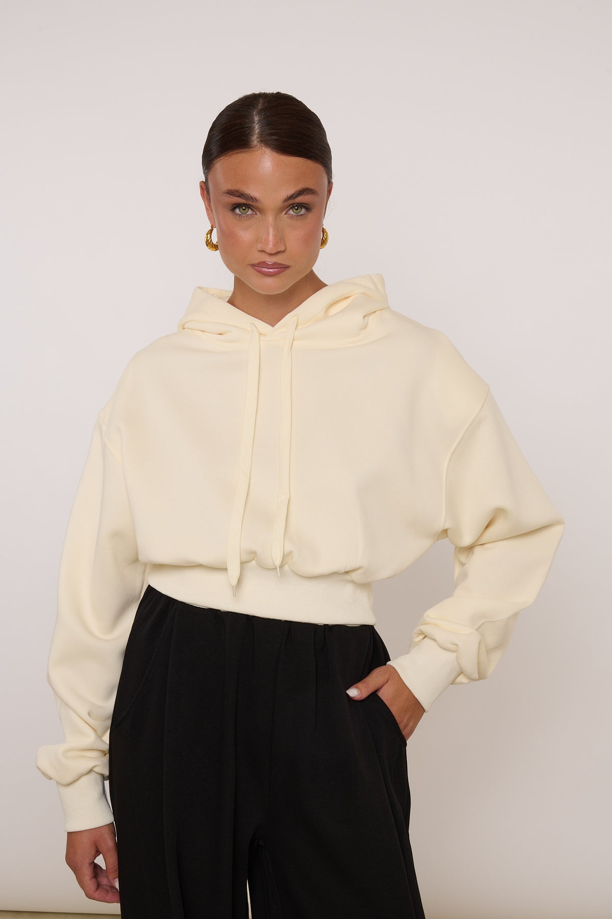 Felpa Crop ‘100%COTONE’ Panna