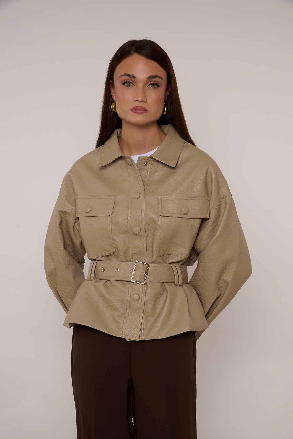 Giacca ‘TASCONI’ Ecopelle Beige