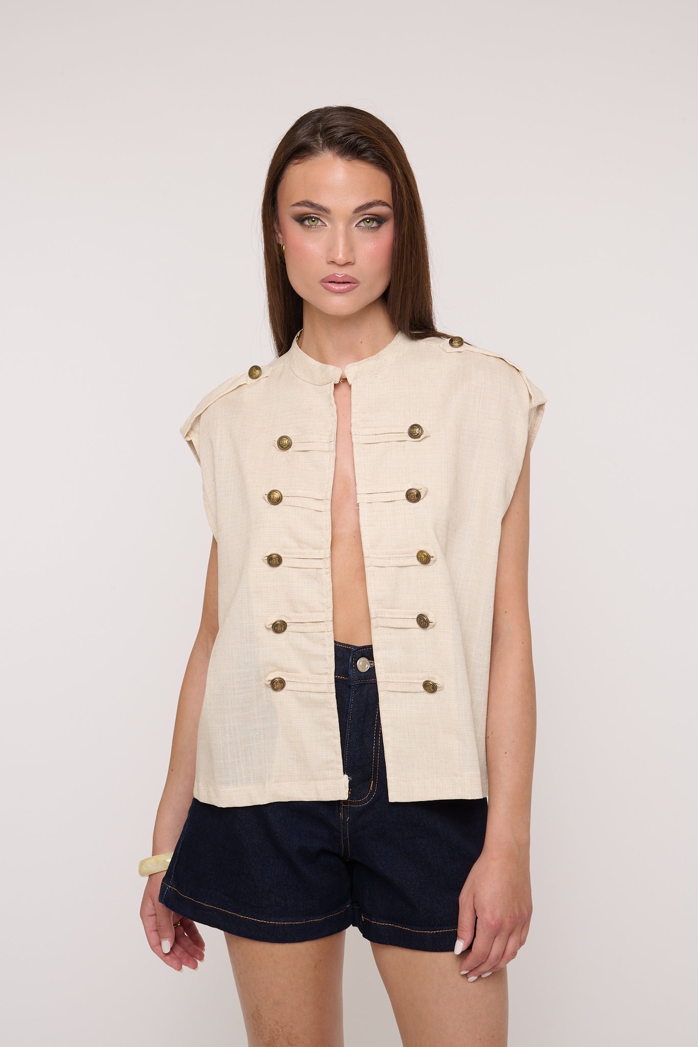 Gilet ‘13% LINO’ Alamari Beige