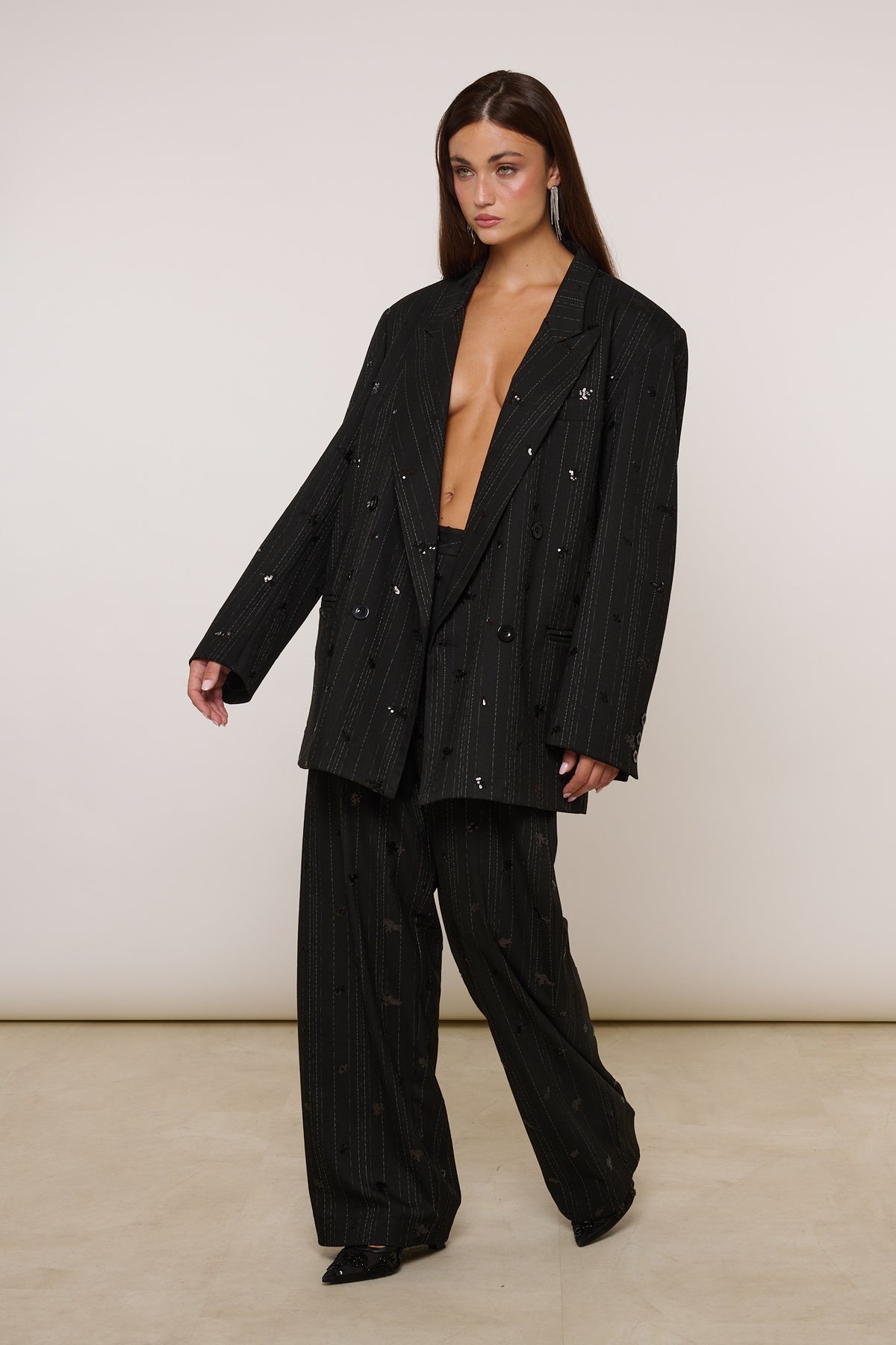 Pantalone ‘MICRO PAILLETTES’ By Lumina Nero