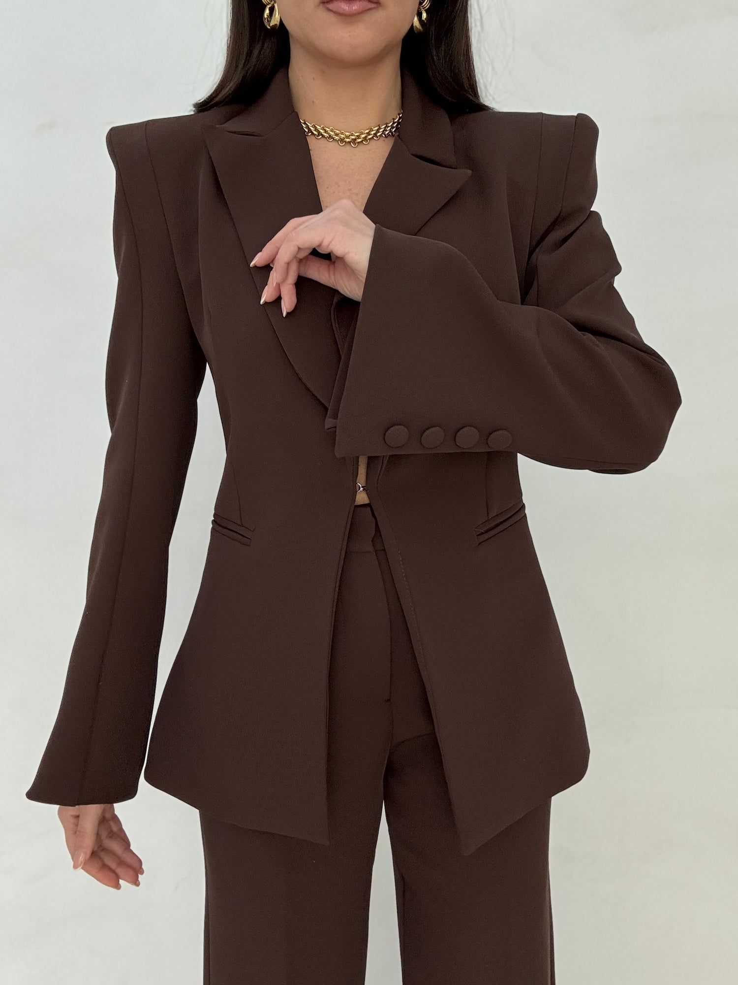 Blazer ‘EFFETTO AVVITATO CON GANCETTO’ BY LUMINA Cacao