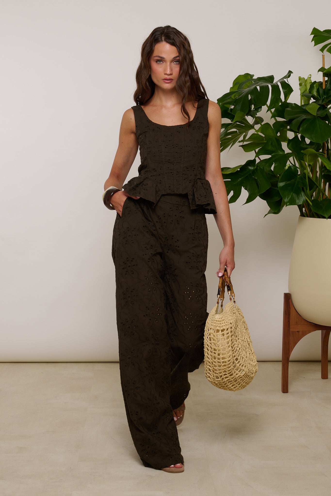 Coordinato ‘PIZZO SAN GALLO’ top+pantalone Cacao Scuro