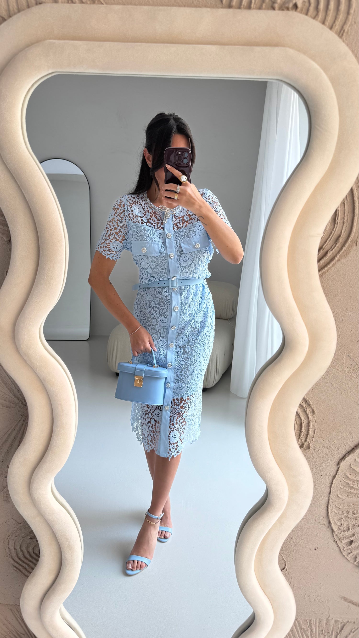 Abito ‘DAPHNE’ in pizzo Azzurro