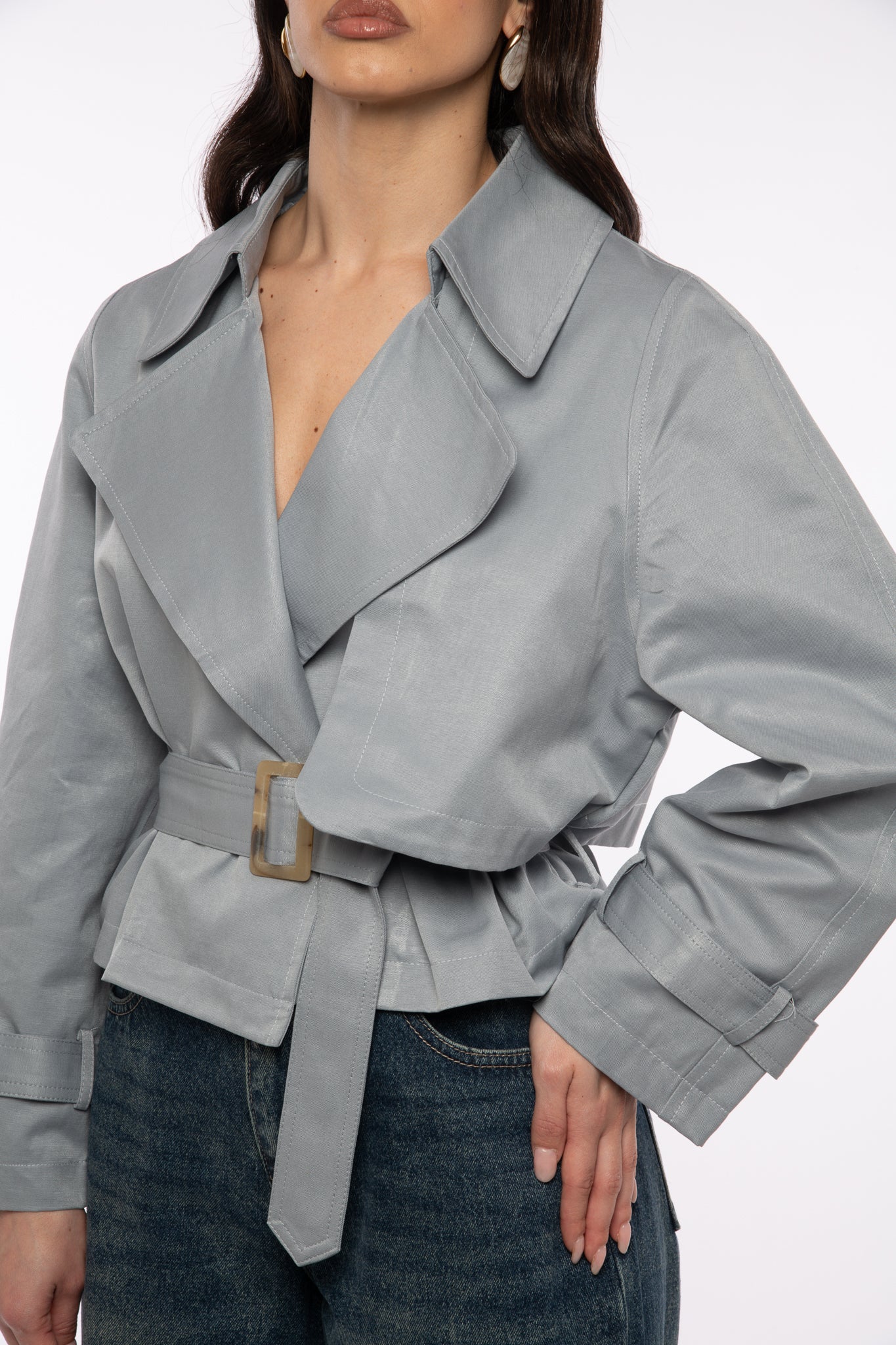 Trench Crop ‘55% COTONE’ Azzurro