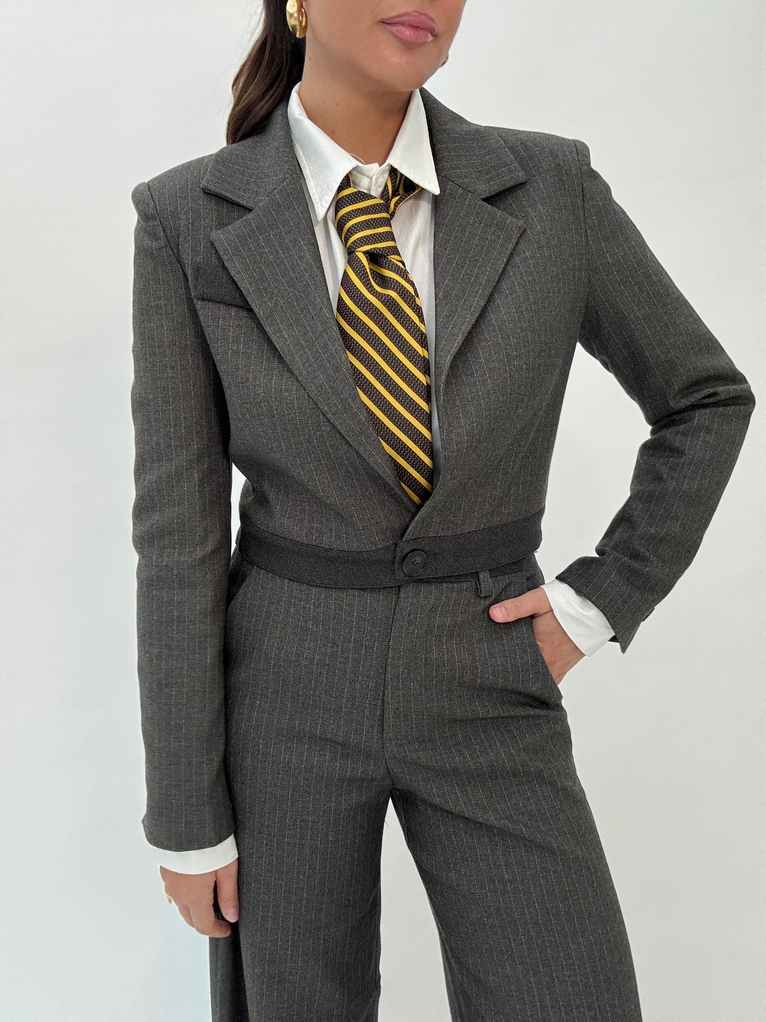 Cravatta ‘RIGHE’ Senape e Nera