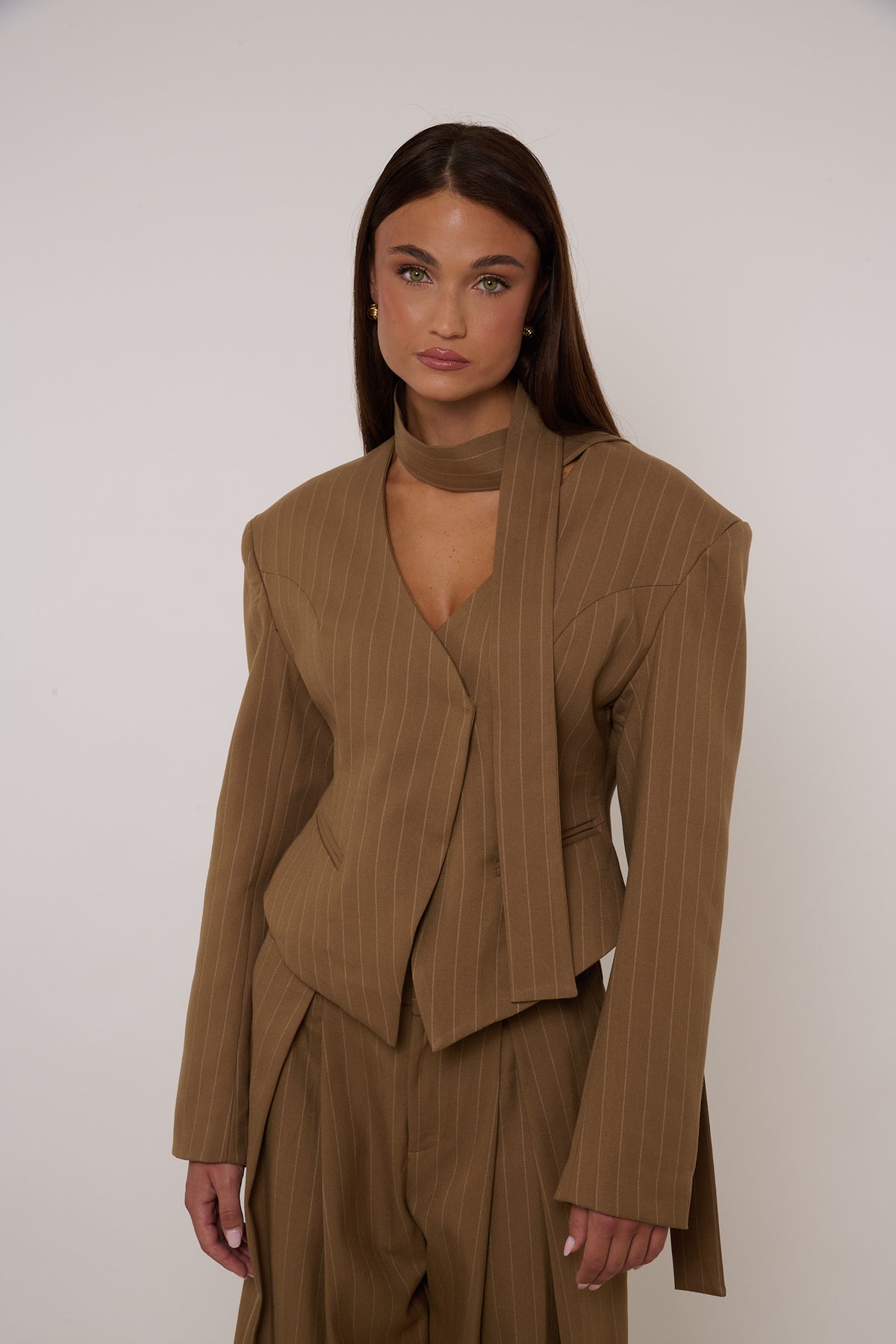 Blazer‘CINTURA BY LUMINA’ Righe Camel