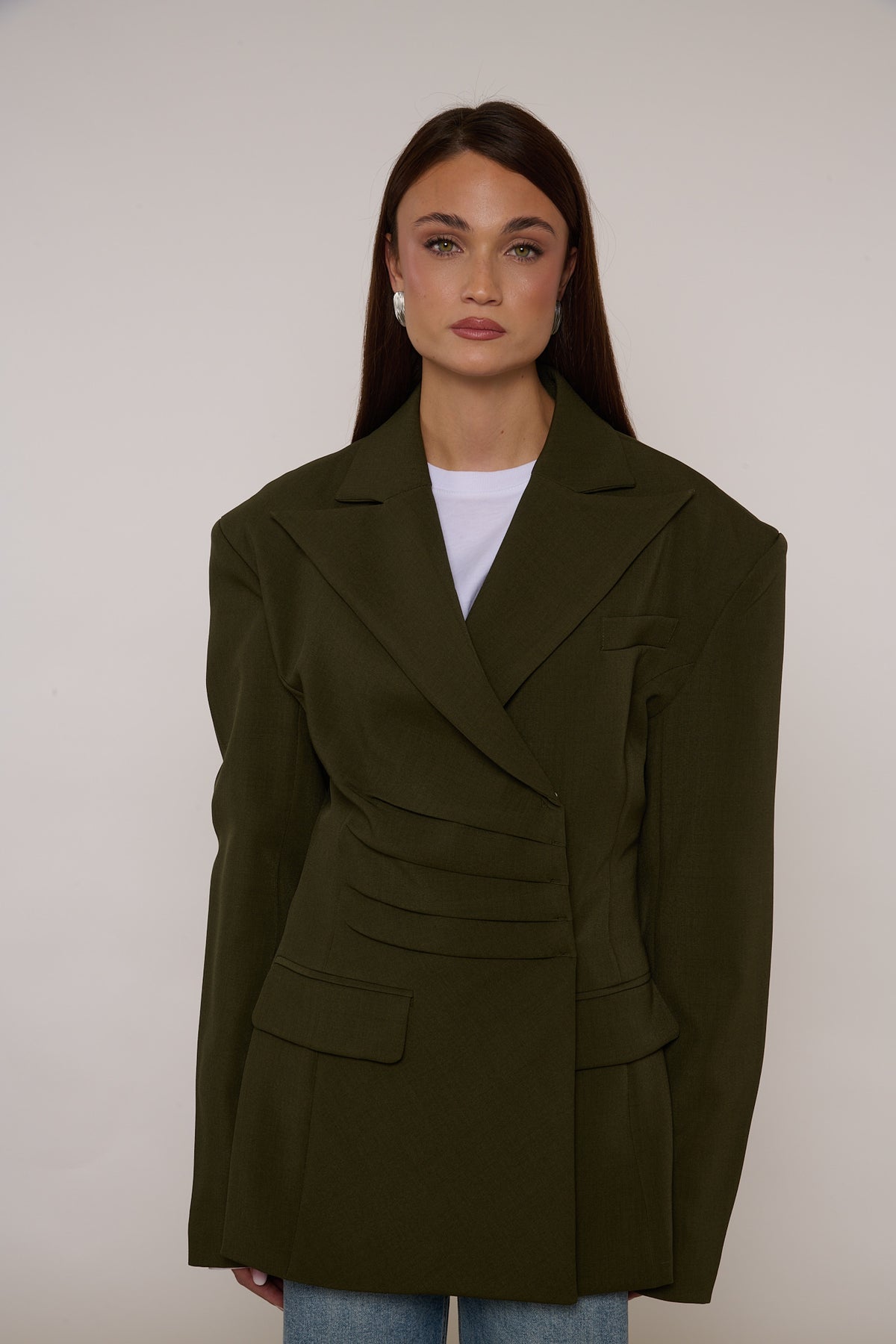 Blazer ‘MAXI SPALLINA’ Verde Militare