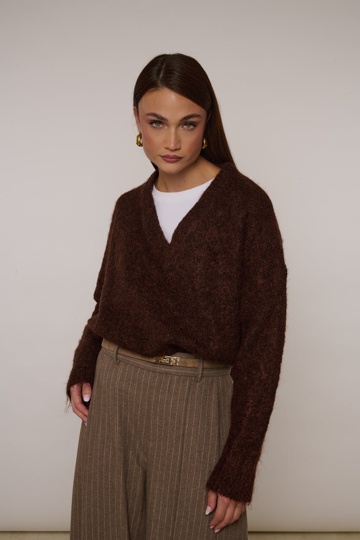 Maglione ‘SCOLLO V’ 5% LANA Cacao