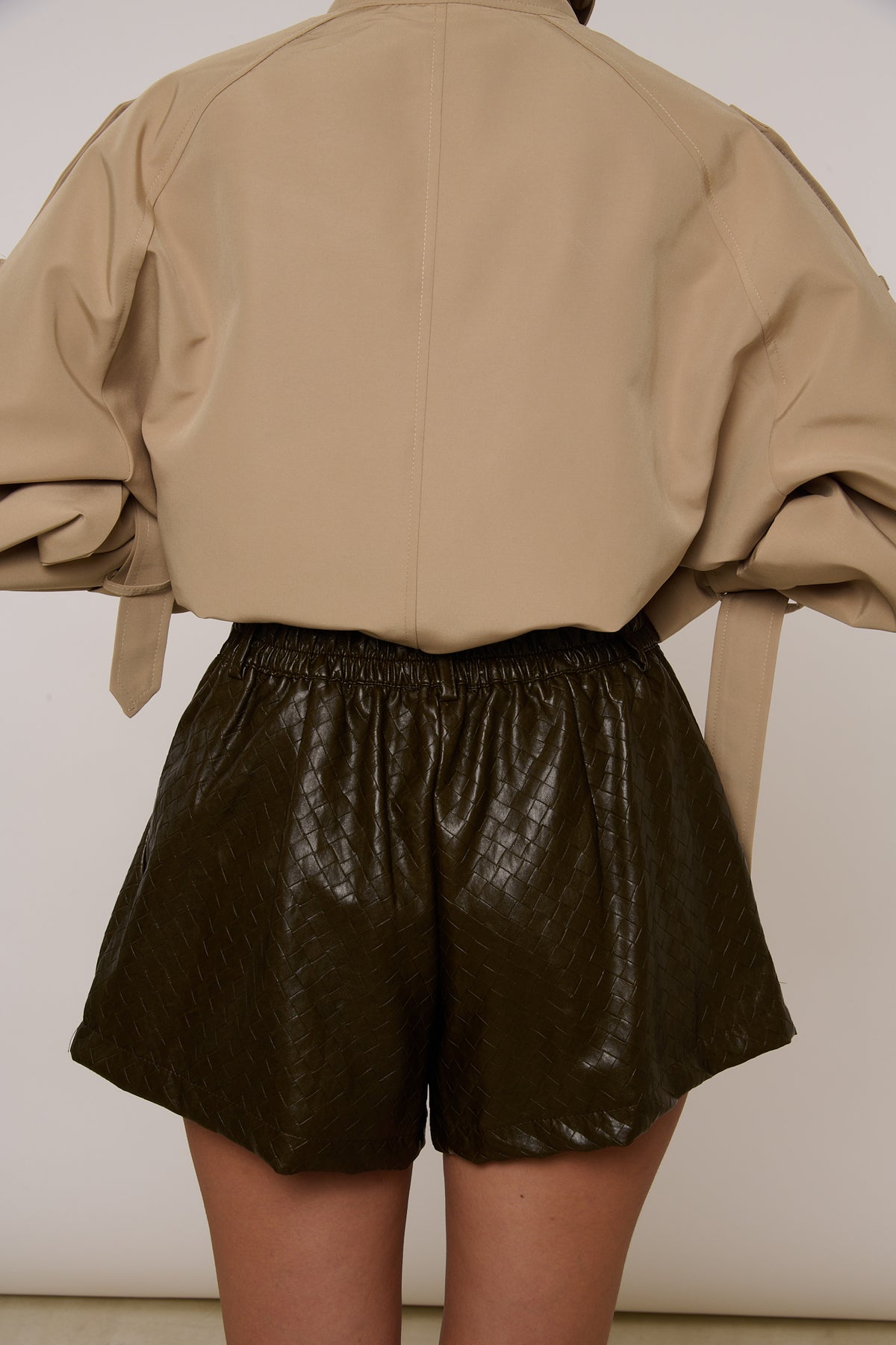 Pantaloncino ‘INTRECCIATO’ Ecopelle Verde