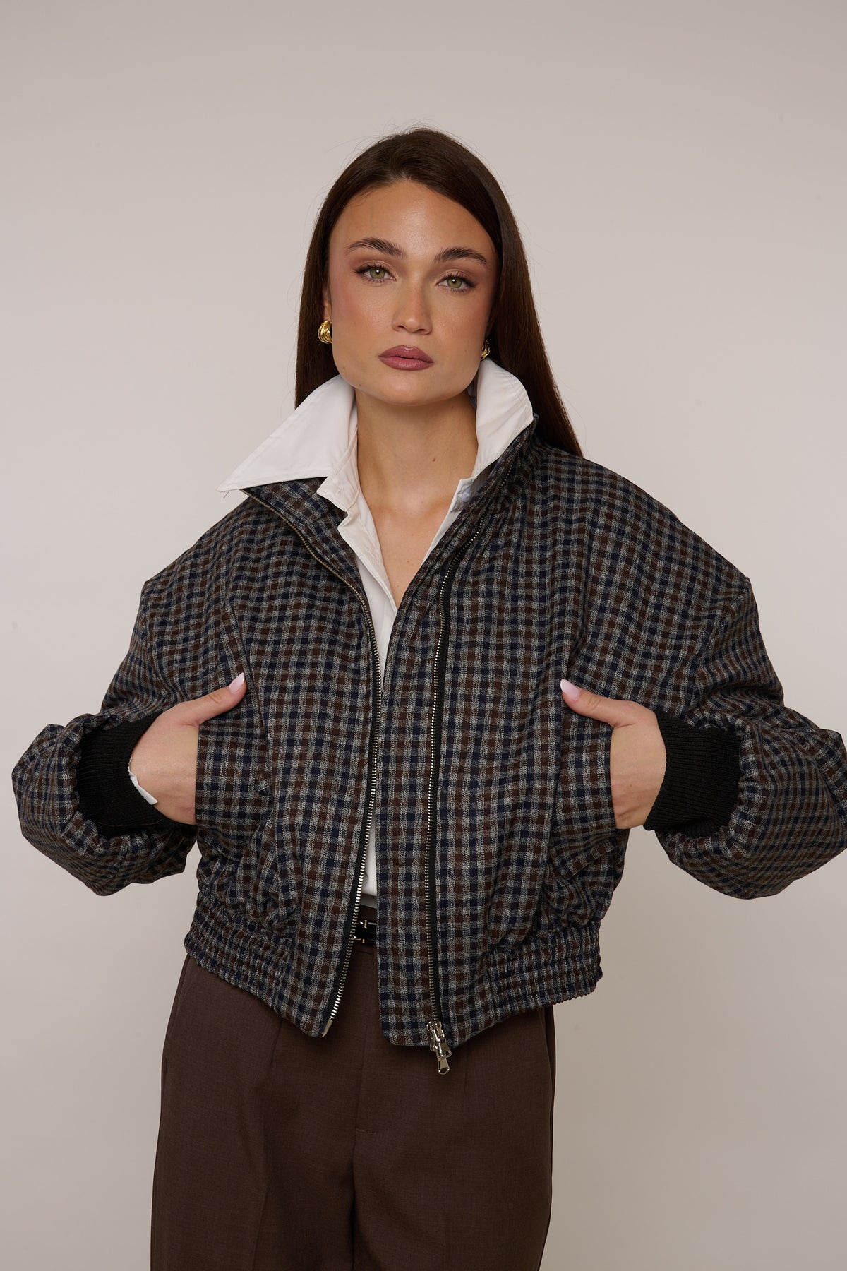 Bomber ‘QUADRETTI’ By Lumina Base cacao