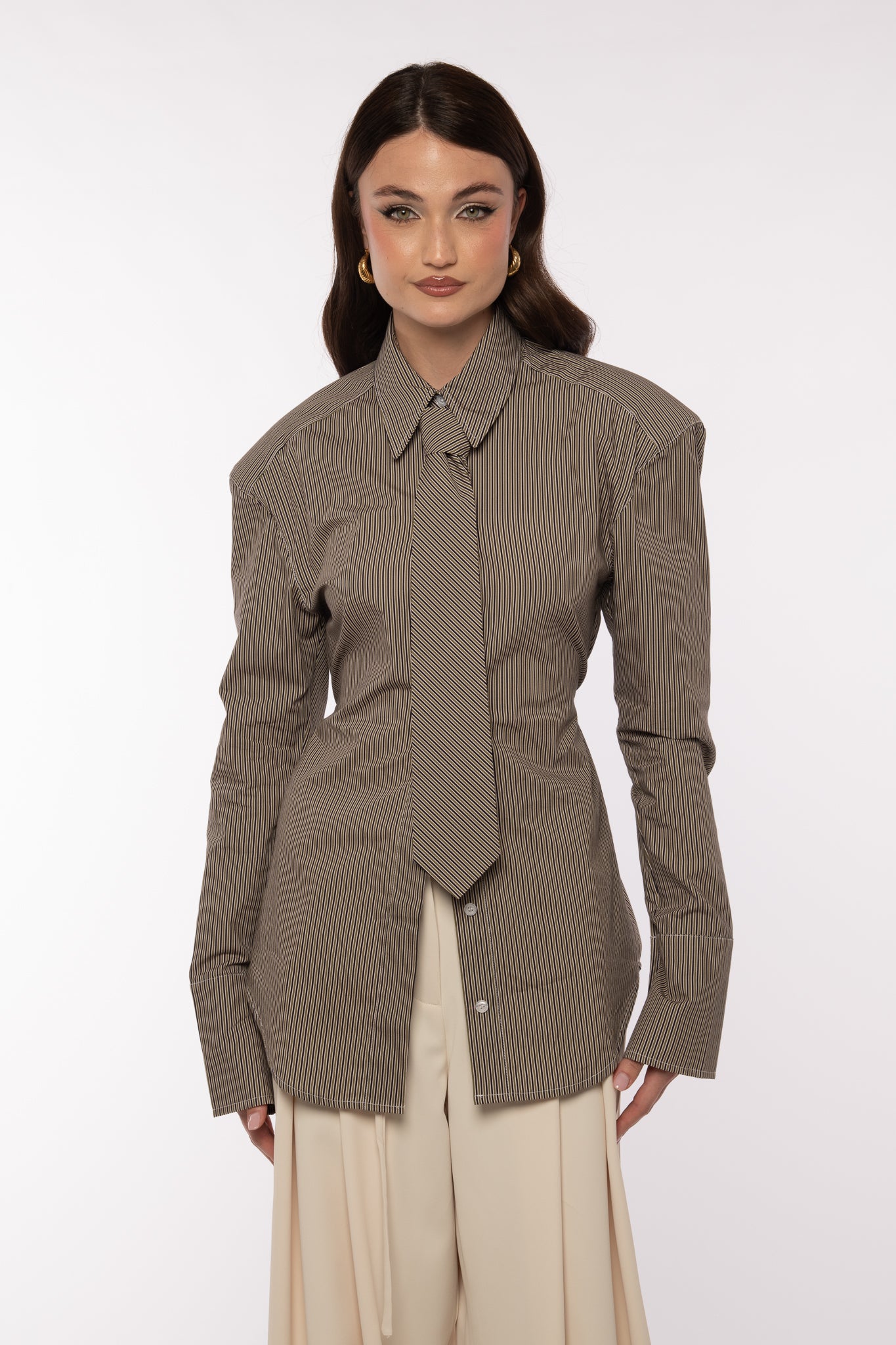 Camicia ‘MAXI SPALLINA+CRAVATTA 3&33’ righe Verde
