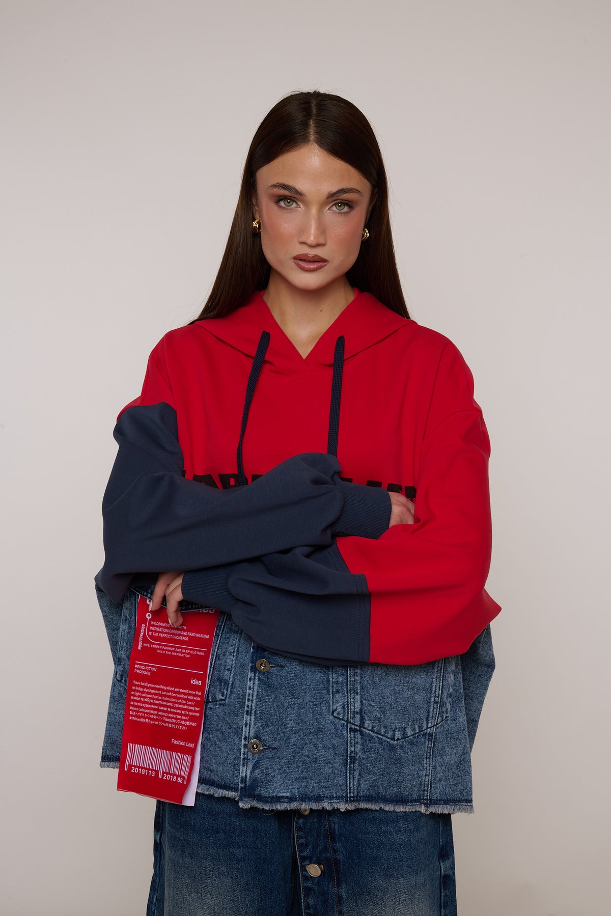 Felpa ‘DOUBLE’ Denim e Rosso