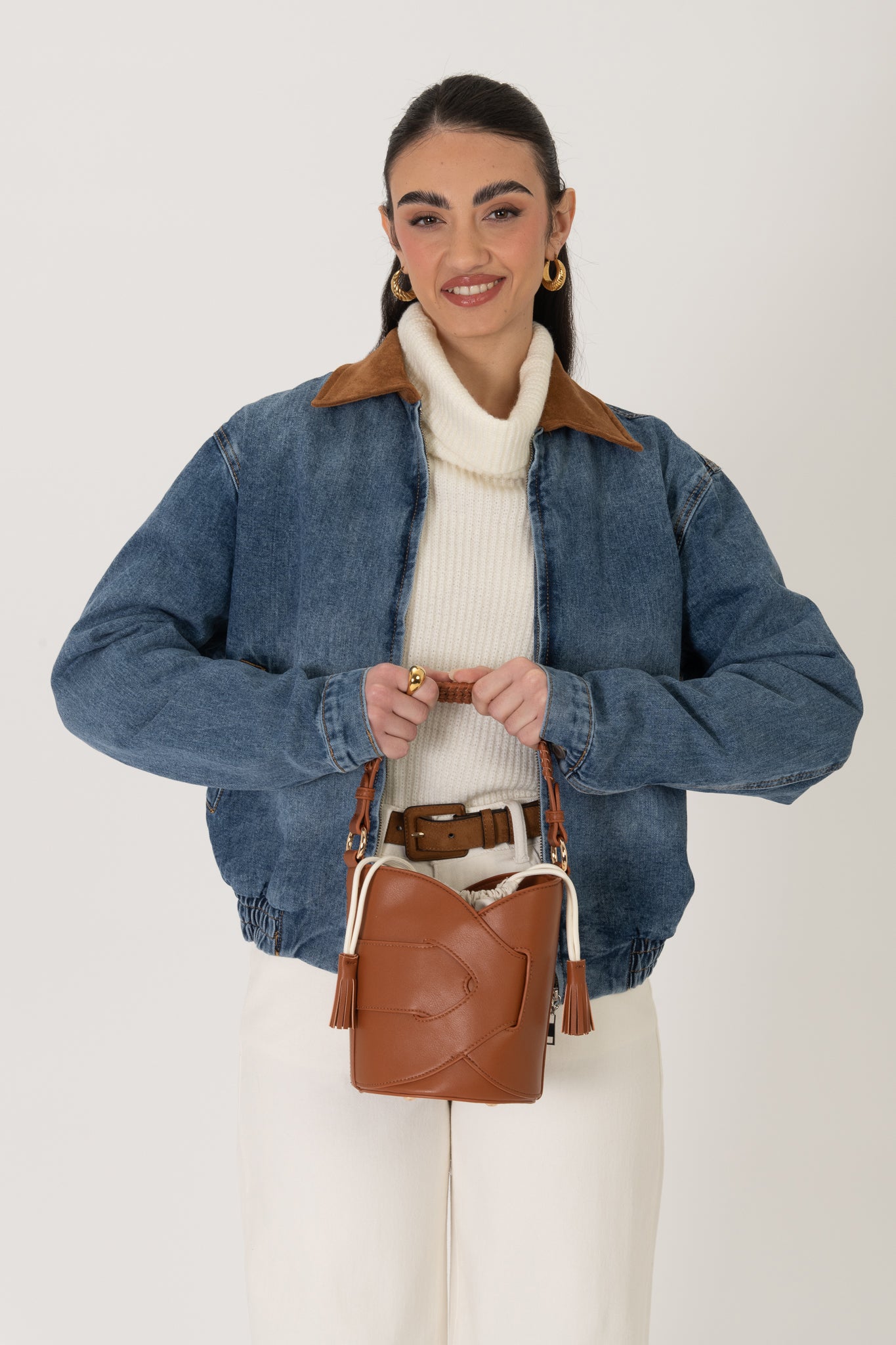 Borsa ‘SECCHIELLO INTRECCIATA’ Cuoio