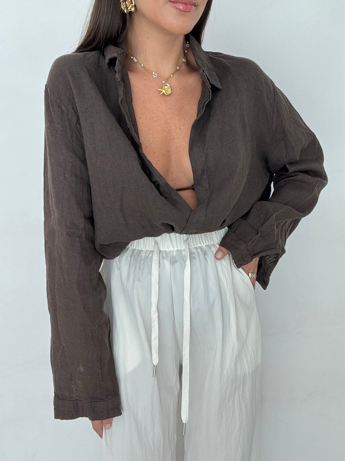 Camicia ‘100% LINO’ Cacao