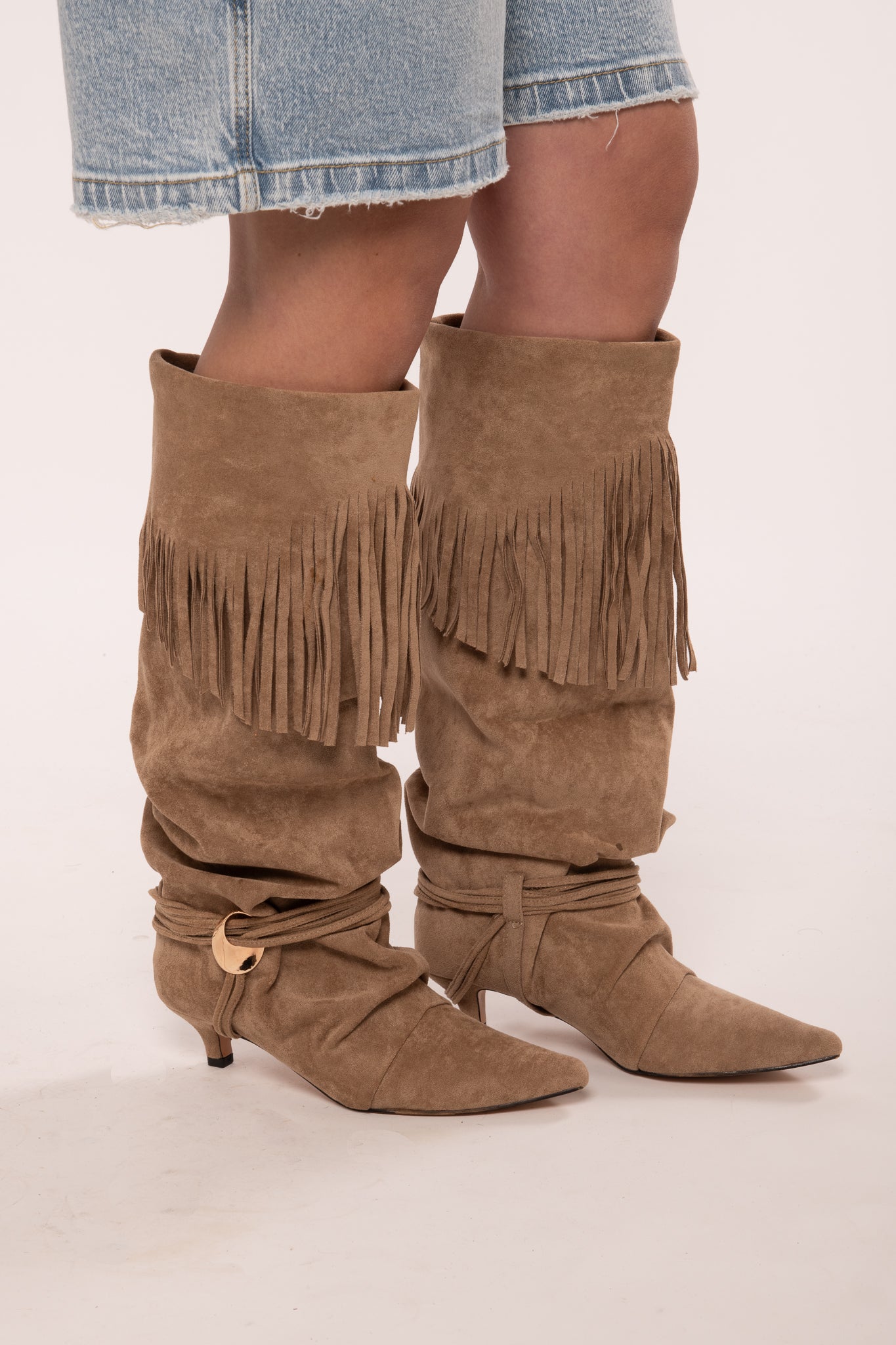 Stivale ‘FRANGE IN SUEDE’ Beige