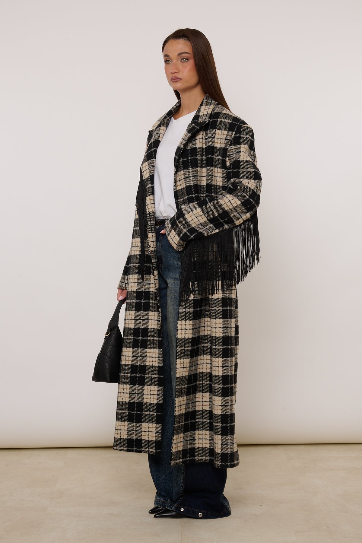 Cappotto ‘FRANGE’ By Lumina Quadri Nero