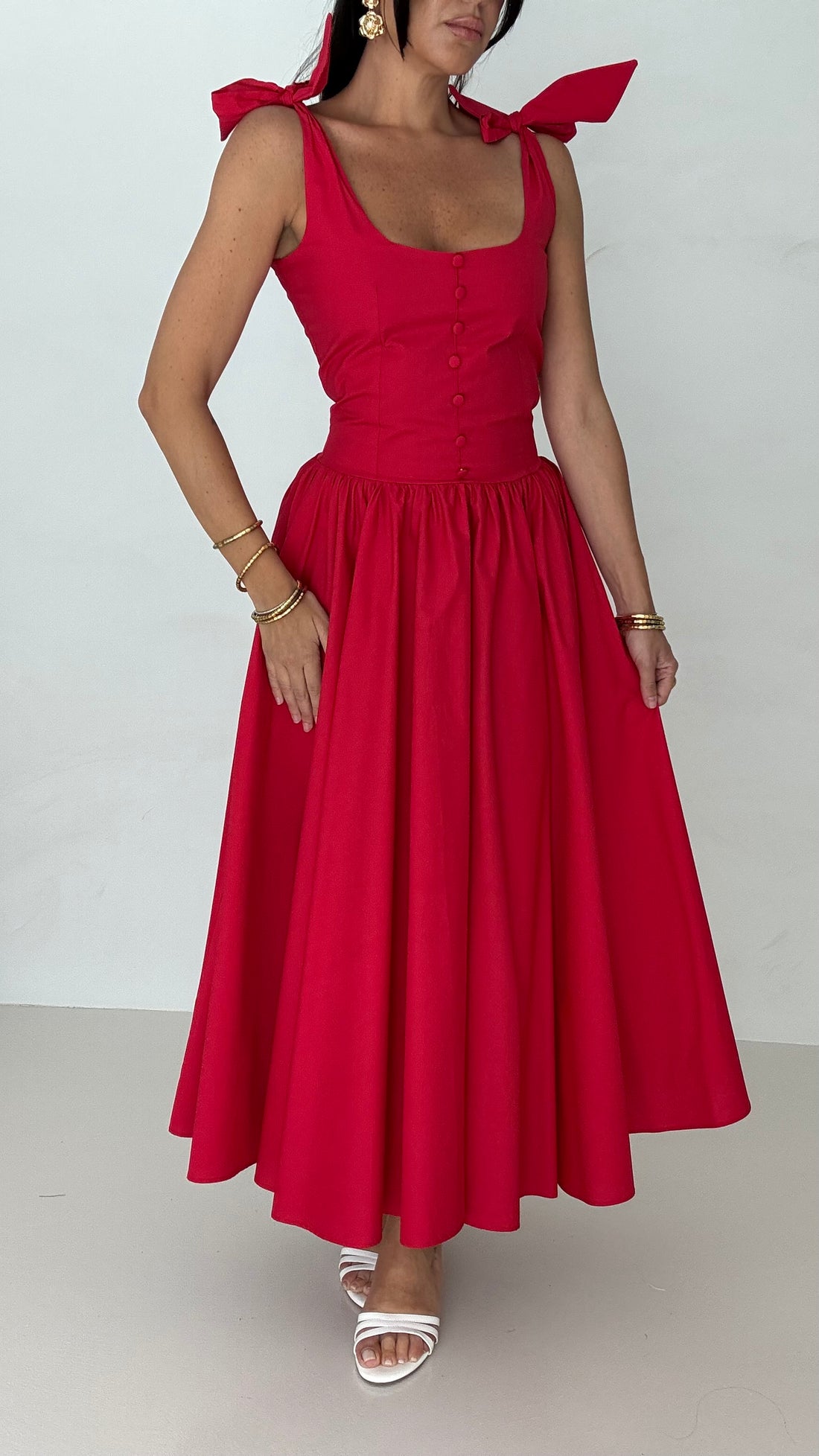 Abito ‘BEA’ 100%cotone Lungo Rosso