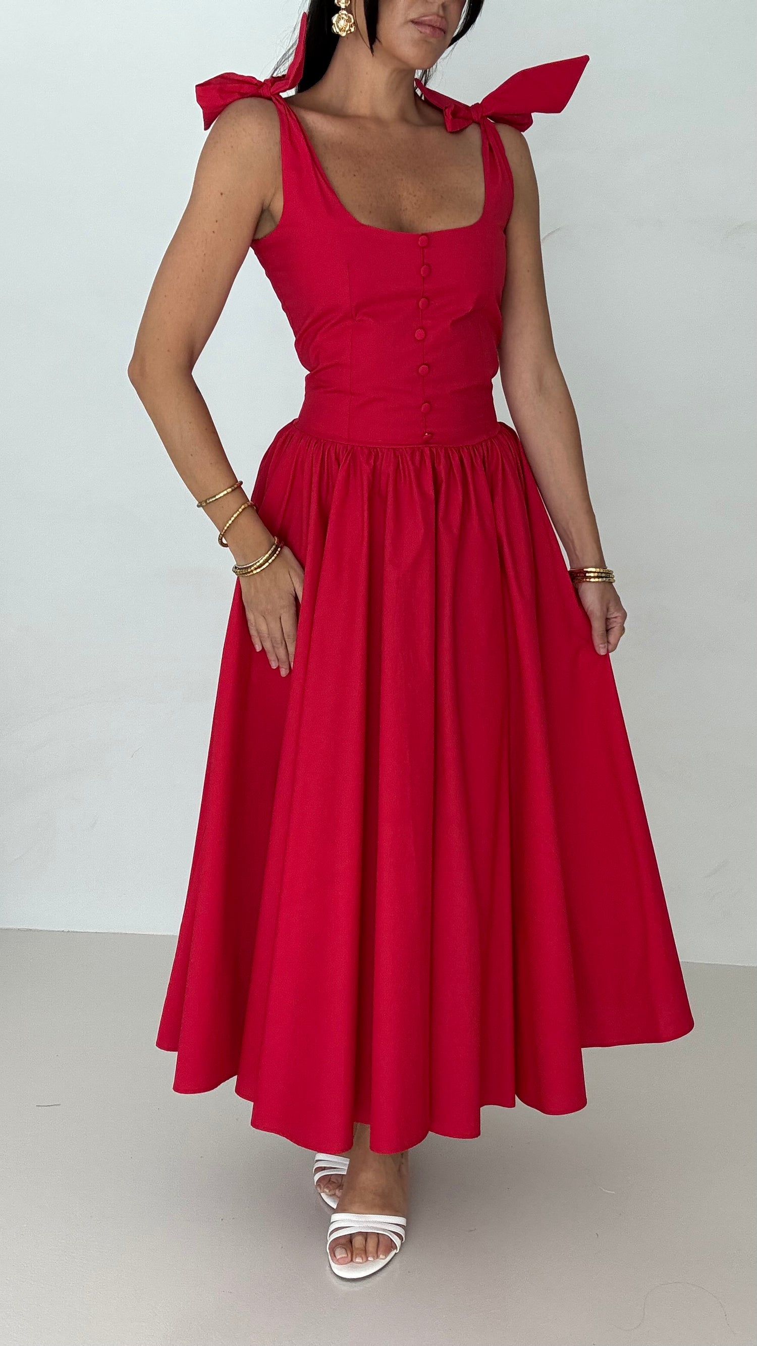 Abito ‘BEA’ 100%cotone Lungo Rosso