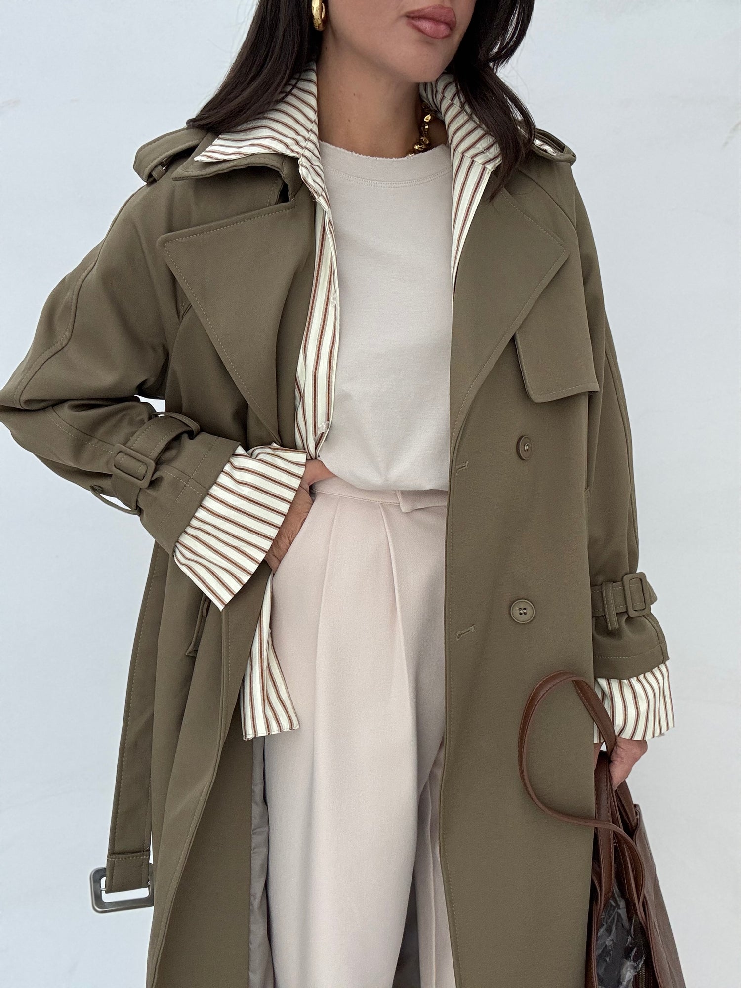 Trench finta camicia ‘99%COTONE’ Verde Militare