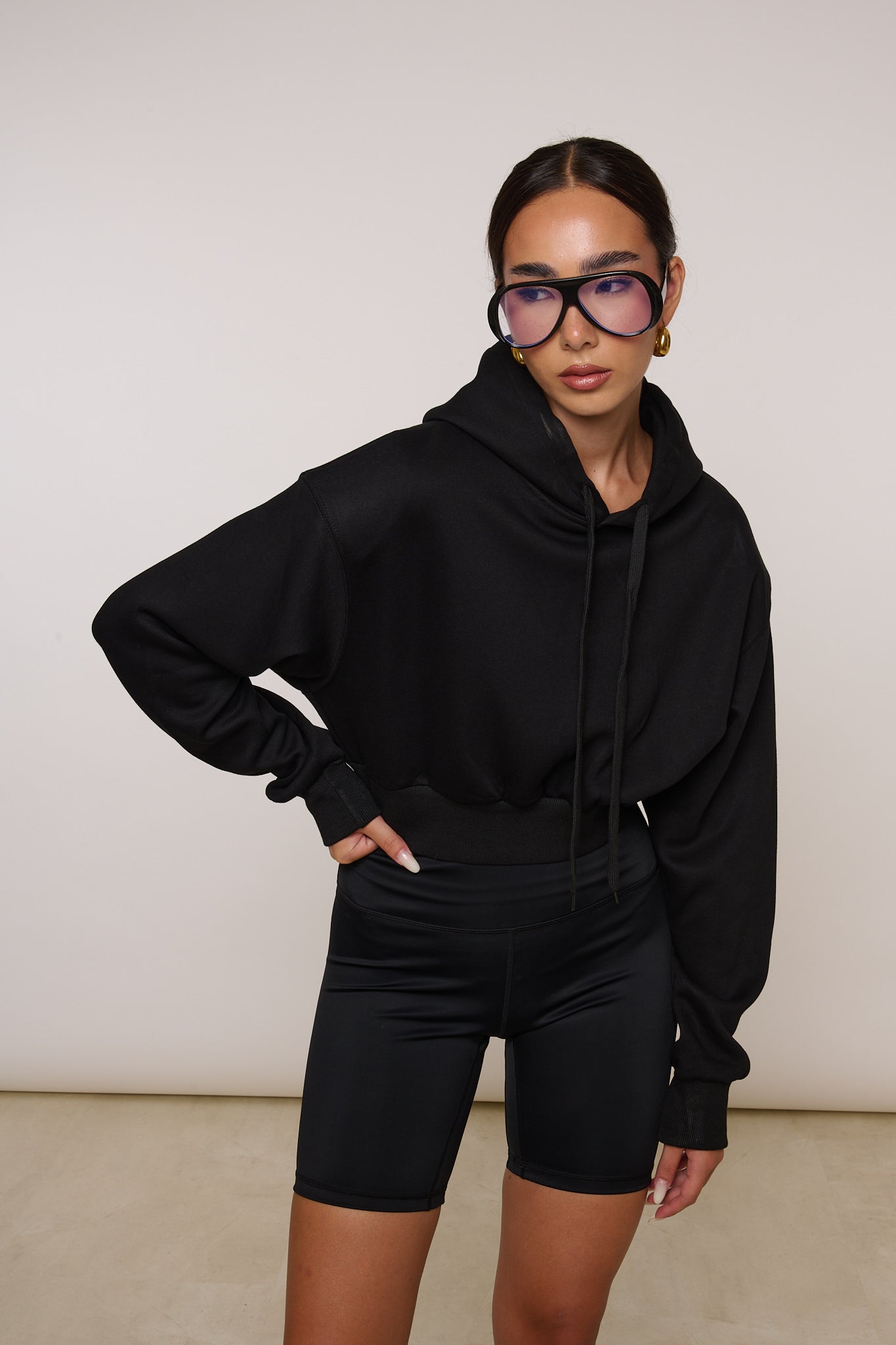 Felpa Crop ‘100%COTONE’ Nera