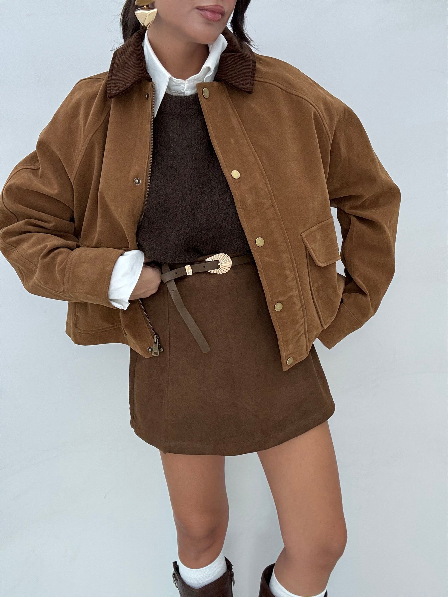 Giacca ‘ROYAL’ in Suede Camel