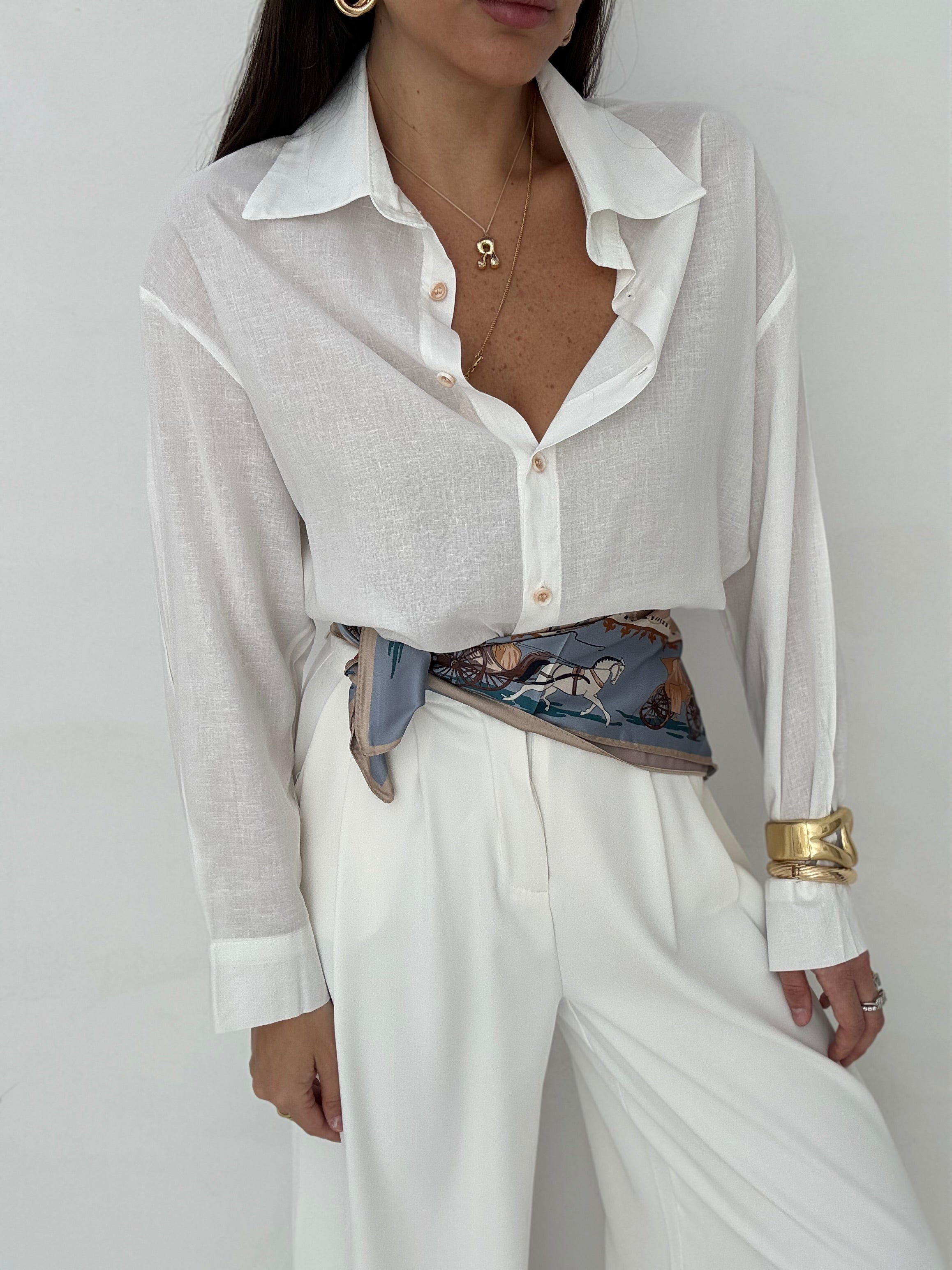 Camicia ‘20%LINO’ Bianca