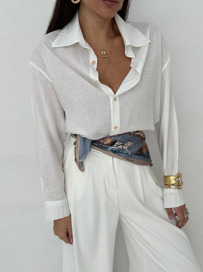 Camicia ‘20%LINO’ Bianca
