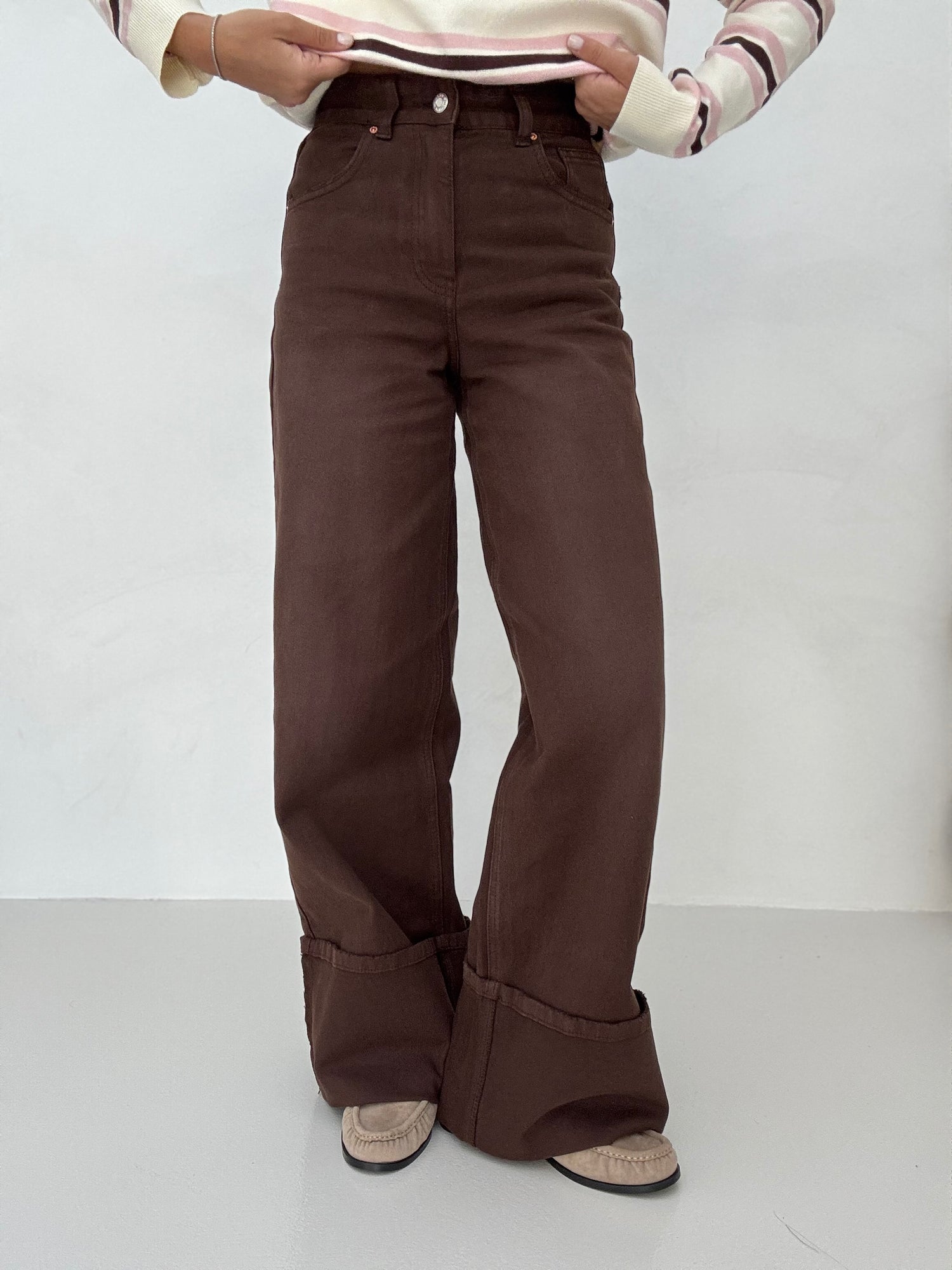 Jeans ‘MAXI PIEGONE’ Cacao