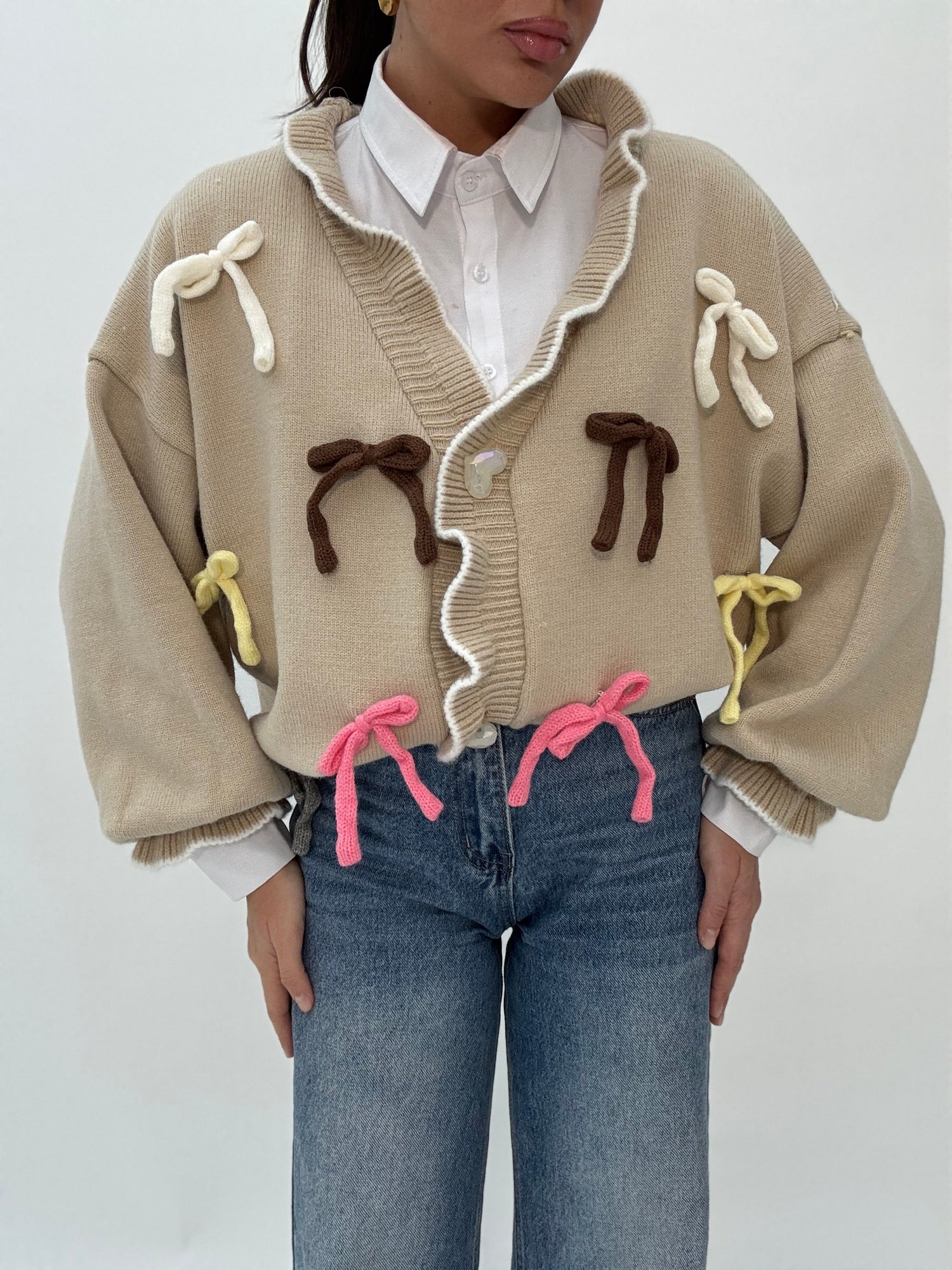 Cardigan ‘SPILLE FIOCCHI MULTICOLOR’ Panna