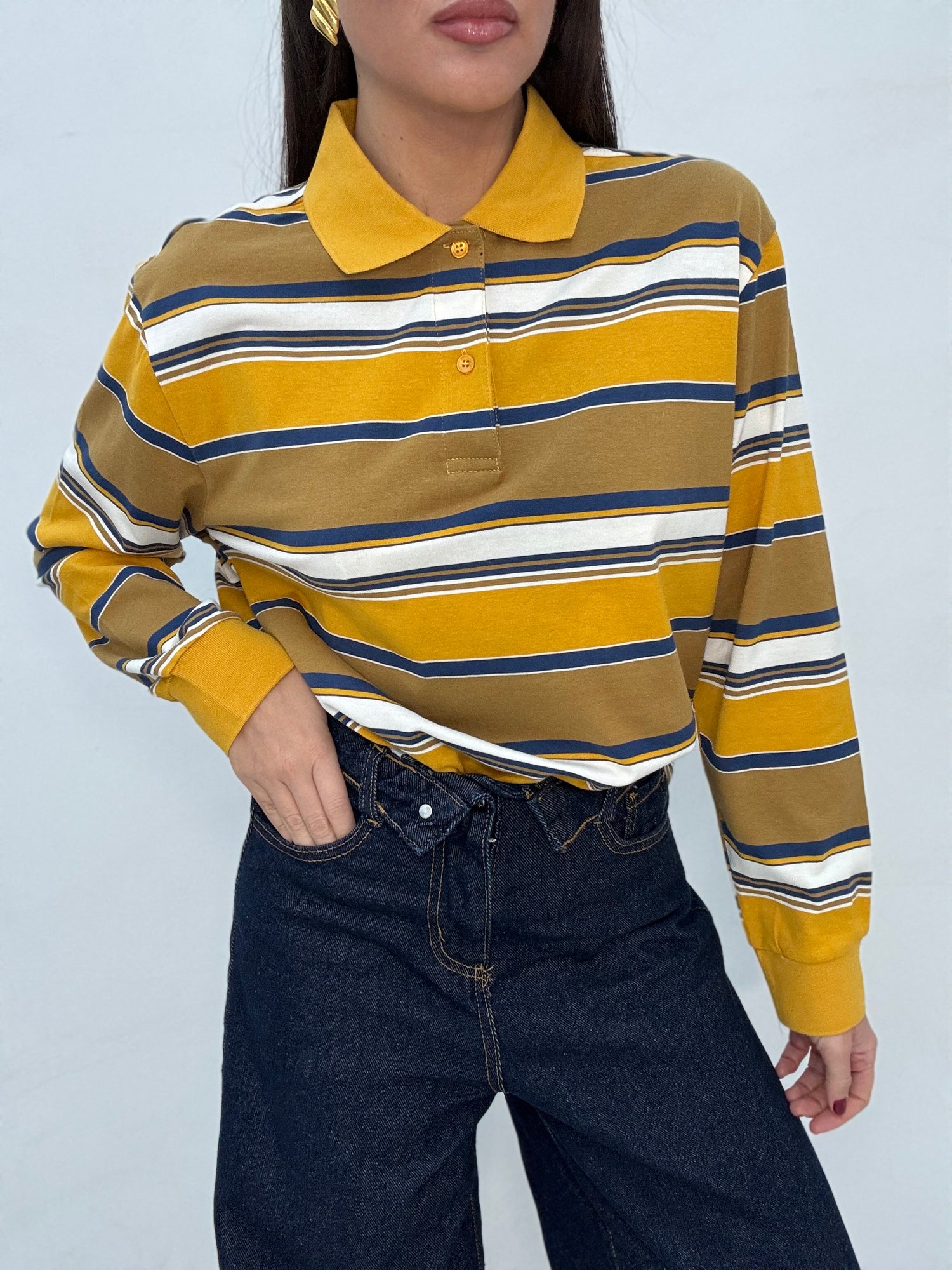 Maglia/Polo ‘CRYSTAL 100%COTONE’ Senape e Blu