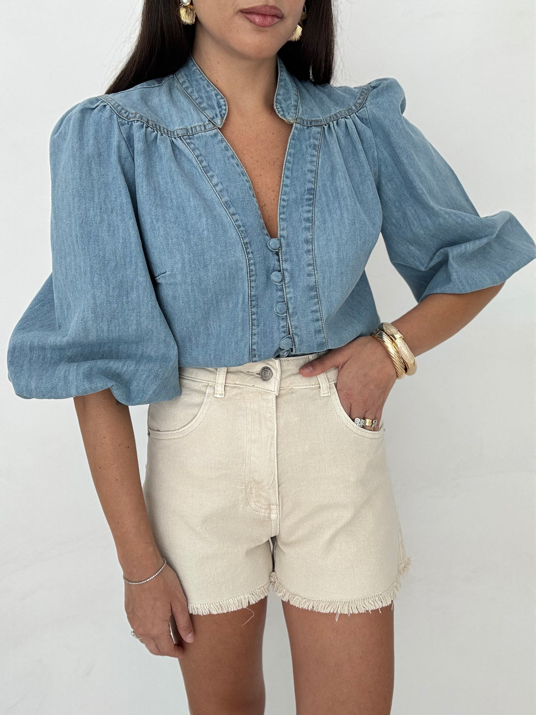 Camicia ‘SILVY’ 65%COTONE Denim chiaro