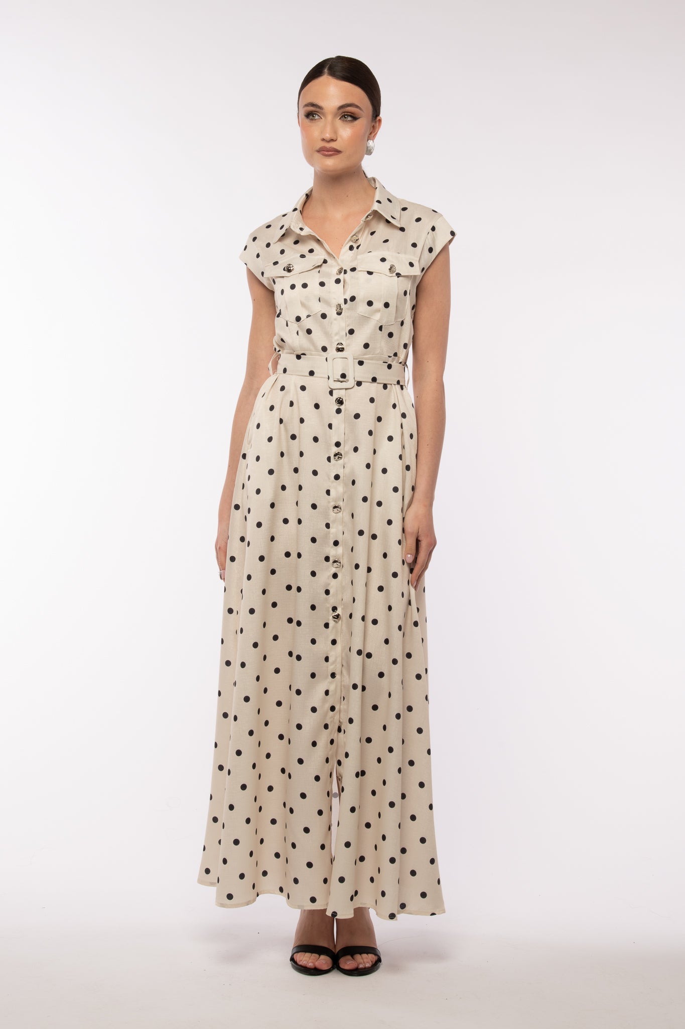 Abito ‘POIS’ con cintura Panna