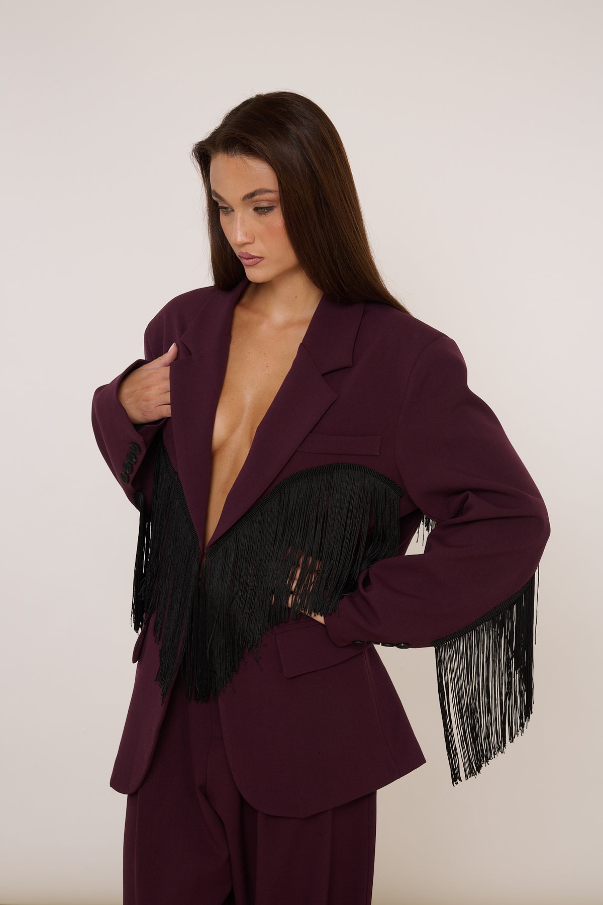 Blazer ‘FRANGE’ By Lumina Bordeaux