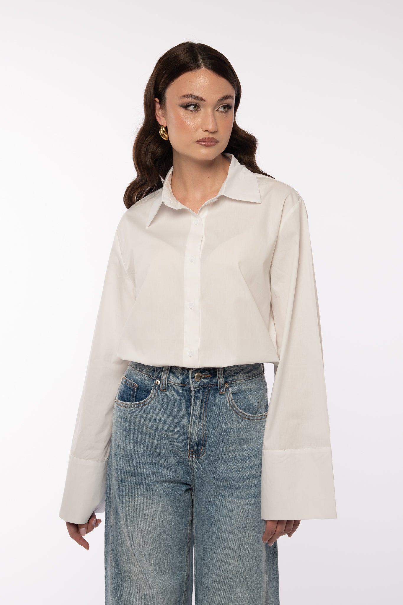 Camicia ‘100% COTONE’ Manica Larga Bianca