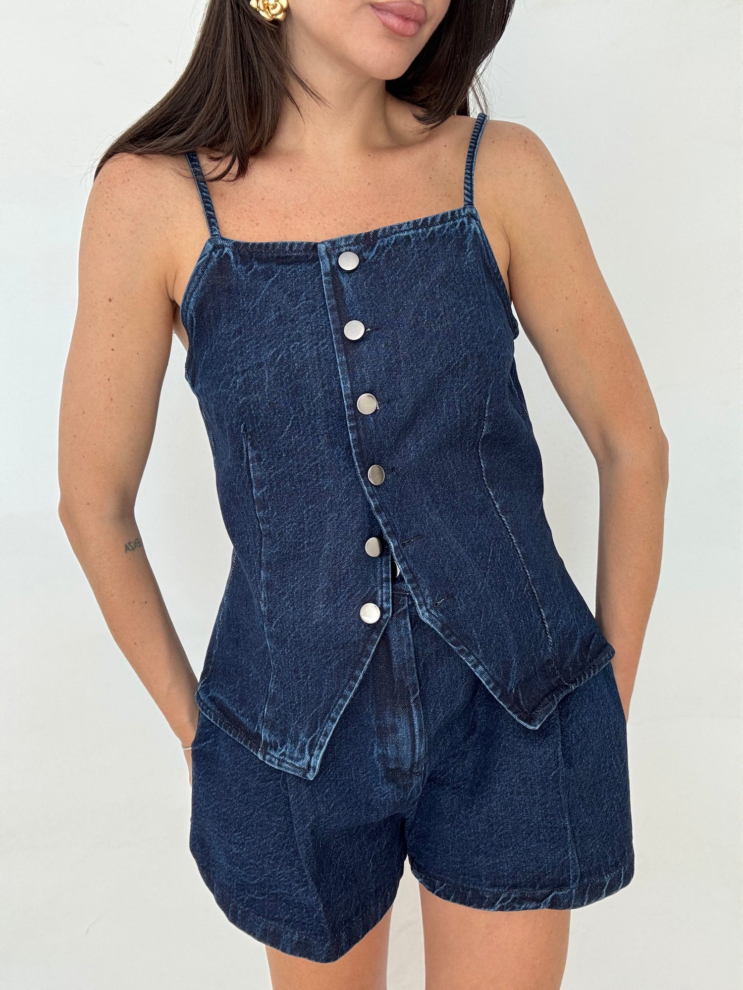 Gilet avvitato ‘BY LUMINA 100%COTONE’ Denim scuro