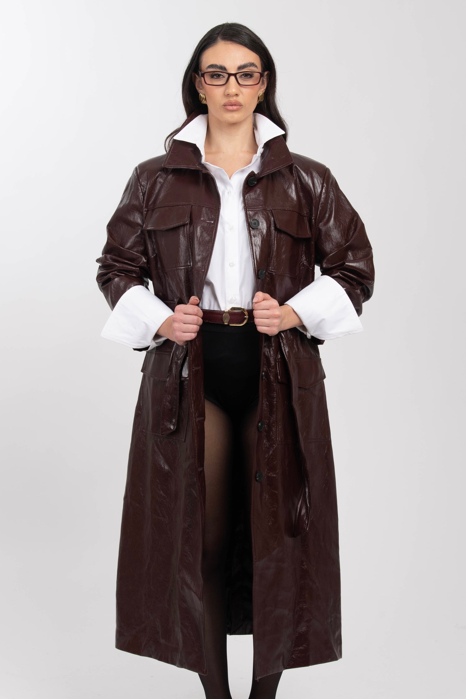 Trench lungo ‘VERNICE’ BY LUMINA Bordeaux