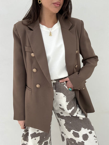 Blazer ‘LION’ bottoni oro Cacao