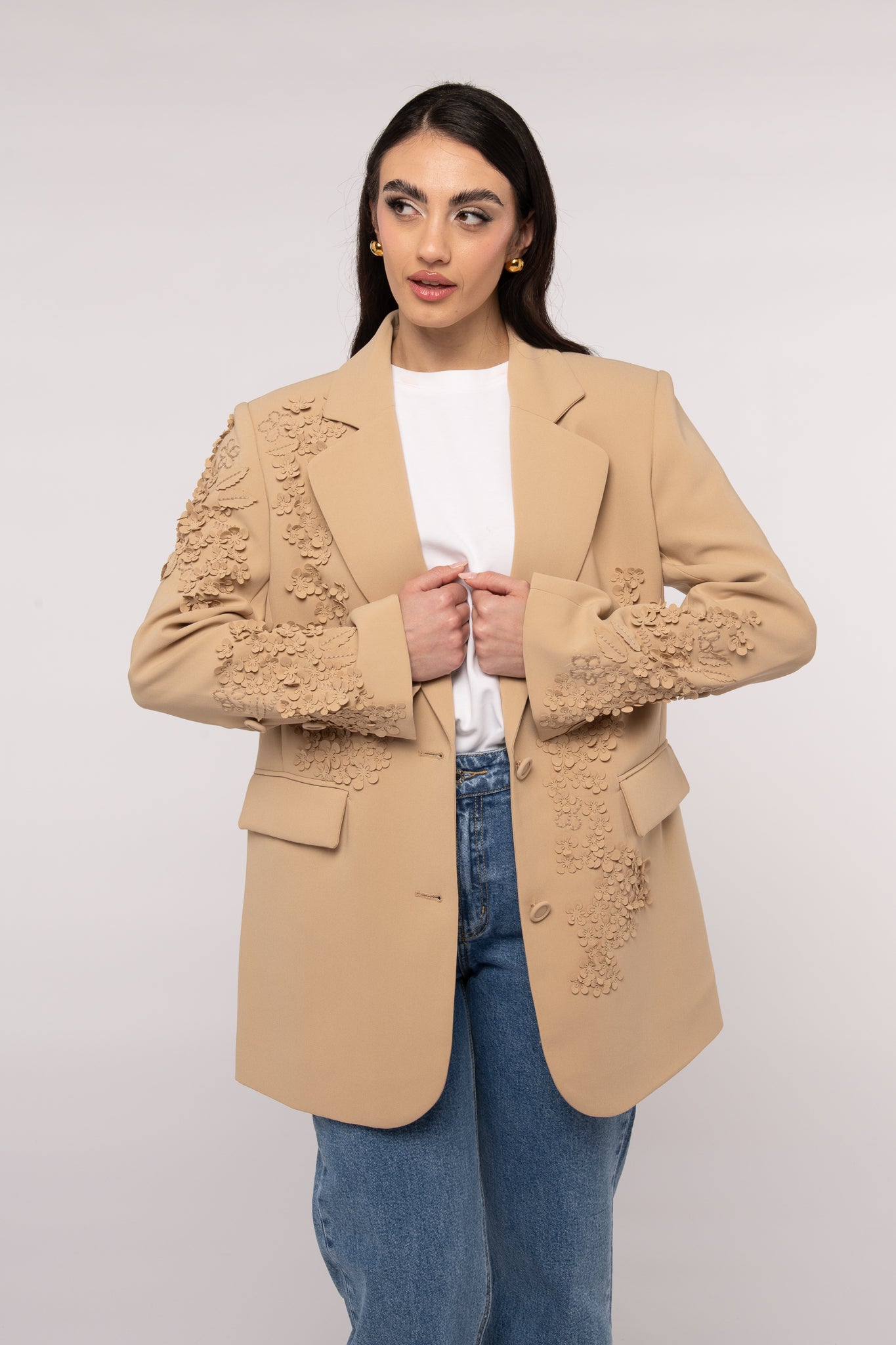 Blazer ‘CON FIORI’ Beige