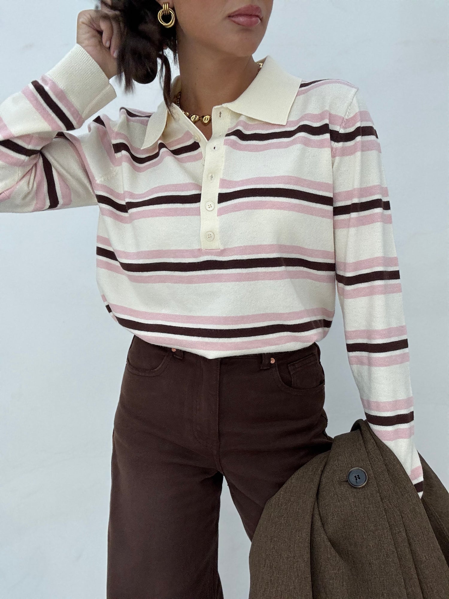 Maglia/Polo ‘RIGHE’ Panna e Rosa
