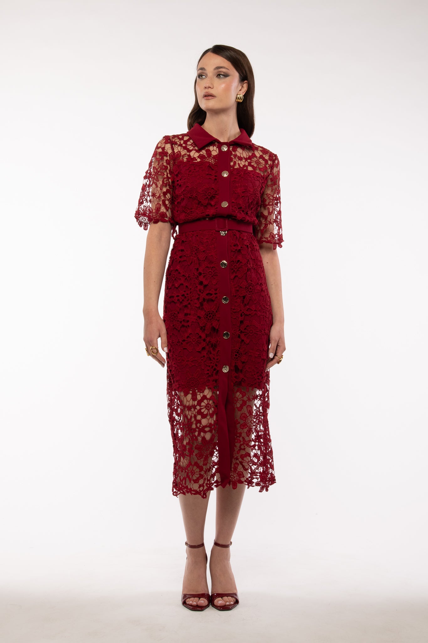 Abito ‘DAPHNE 2.0 in pizzo Bordeaux