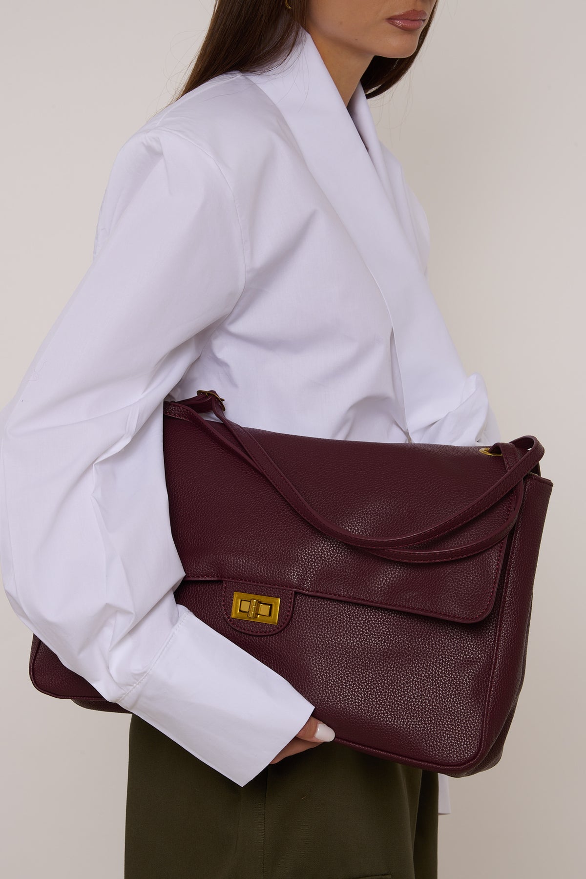 Borsa ‘MAXI’ in ecopelle Bordeaux