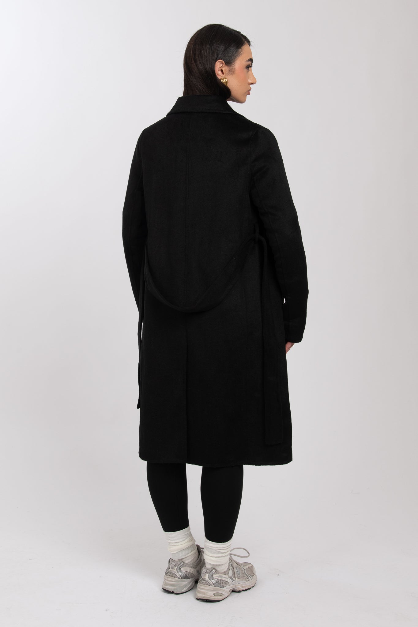 Cappotto ‘CAVALLINO’ con impunture Nero