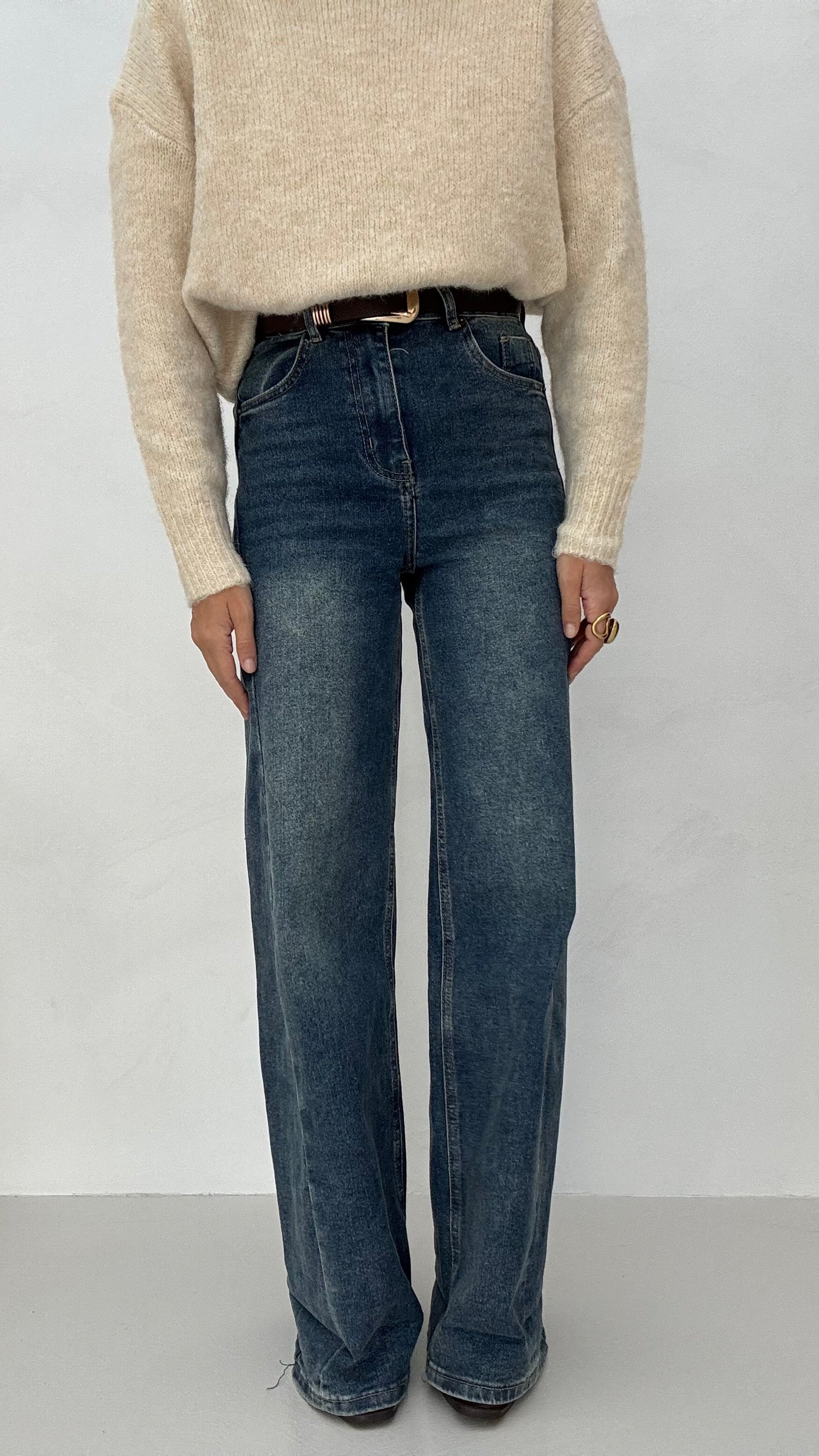 Jeans ‘VITA ALTA CON CUCITURA’ Denim Slavato
