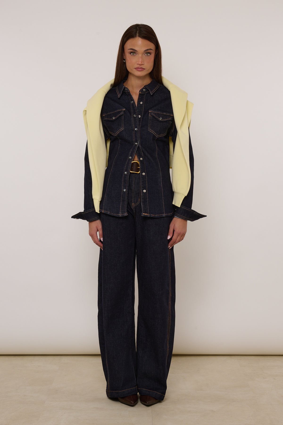 Jeans ‘CUCITURE CENTRALI CUOIO’ Lavaggio Zero