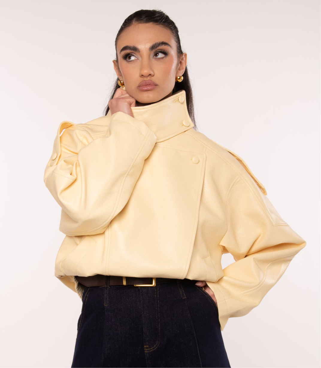 Chiodo/Bomber ‘COLLO ALTO’ 2.0 ecopelle Giallo