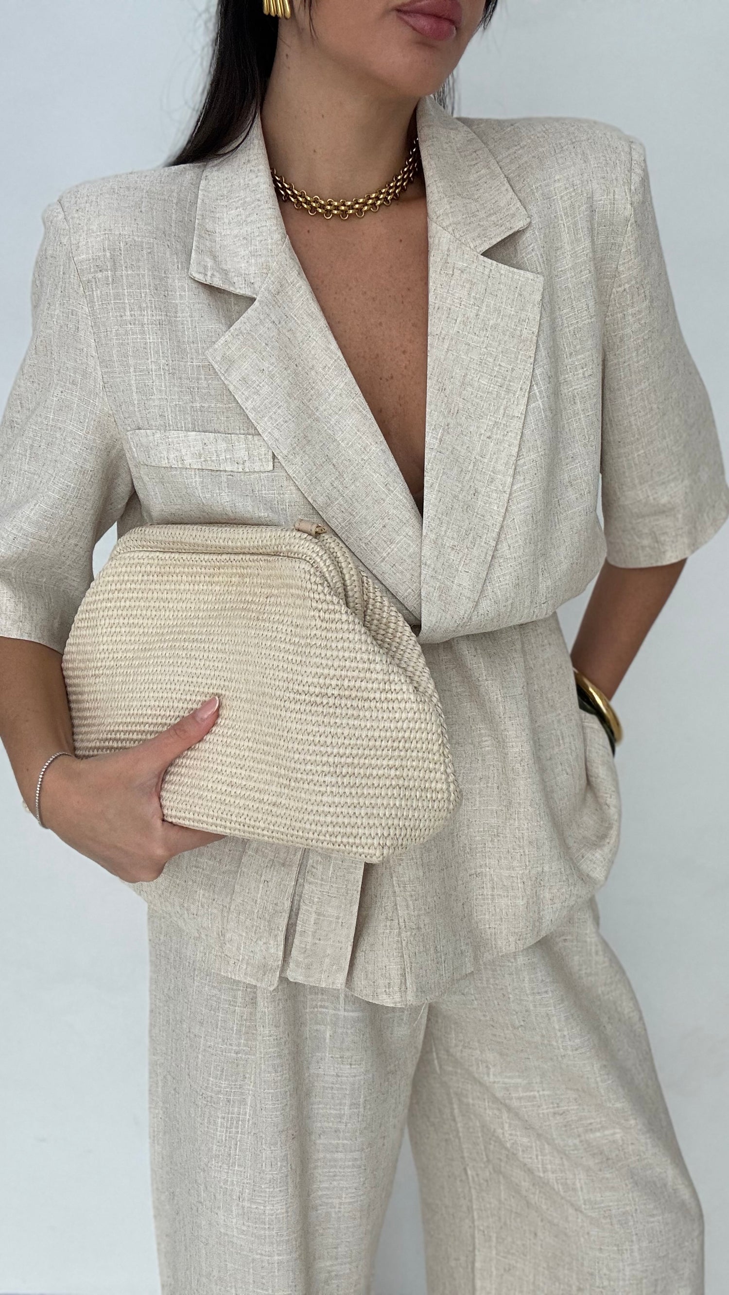 -PREORDINE-Tailleur ‘55% LINO’ Beige