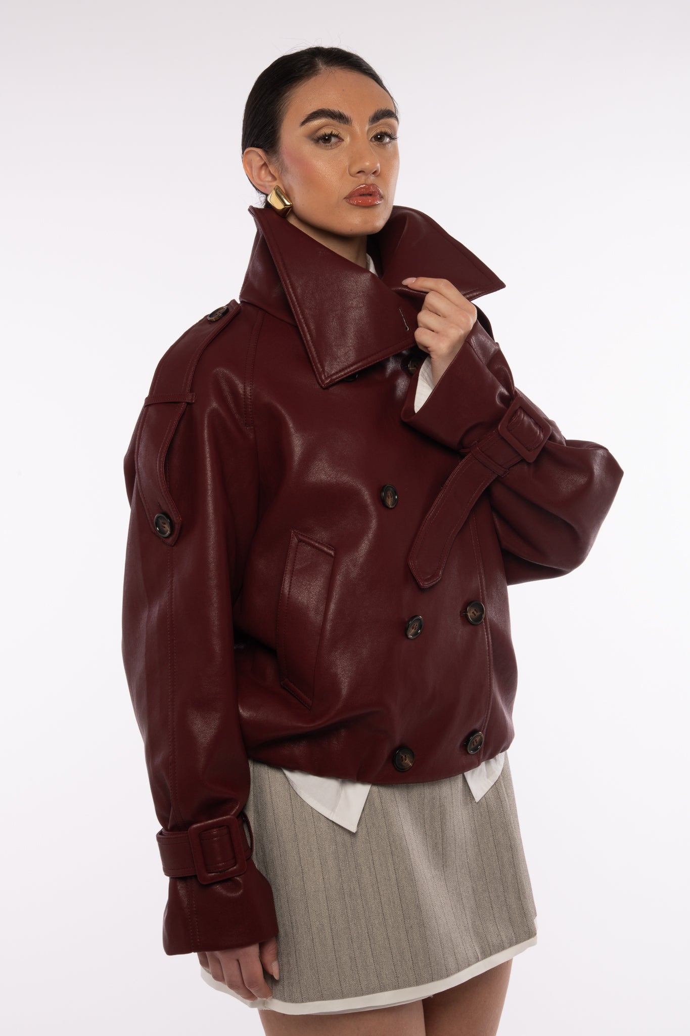 Bomber/Chiodo ‘6 BOTTONI’ Ecopelle Bordeaux