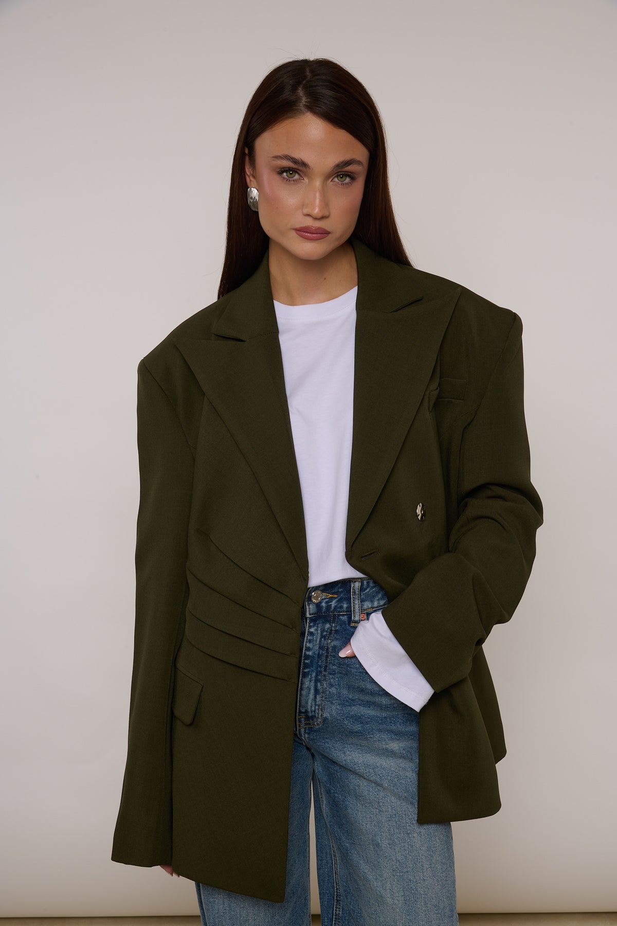 Blazer ‘MAXI SPALLINA’ Verde Militare