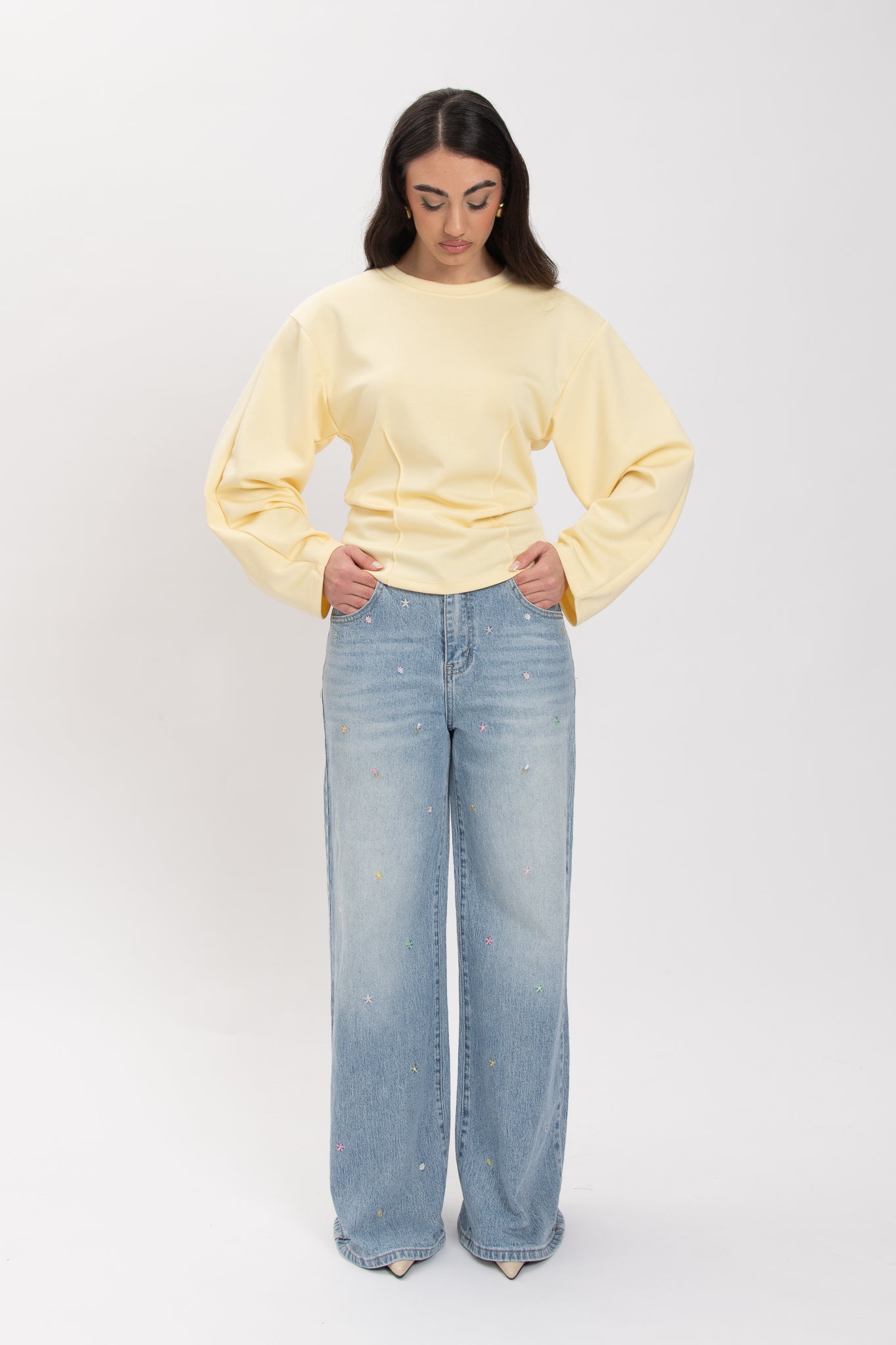 Jeans ‘CON RICAMI’ Denim Chiaro